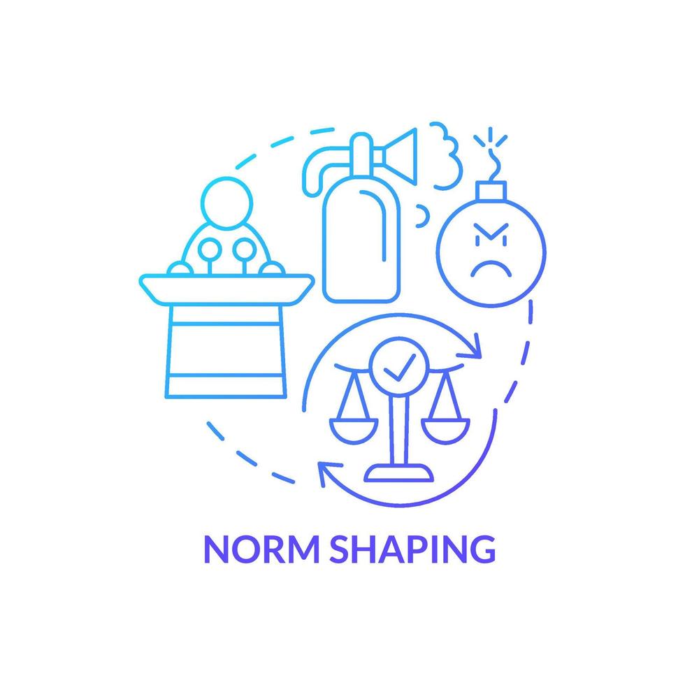 norm forma blå gradient koncept ikon. konfliktförebyggande och rättvisa. gemenskapens säkerhet abstrakt idé tunn linje illustration. isolerade konturritning. vektor