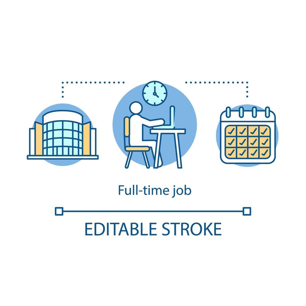 heltidsjobb koncept ikon. sysselsättning, rekrytering idé tunn linje illustration. anställning. frilans, outsourcing. kontorsarbetare. arbetsschema. vektor isolerade konturritning. redigerbar linje