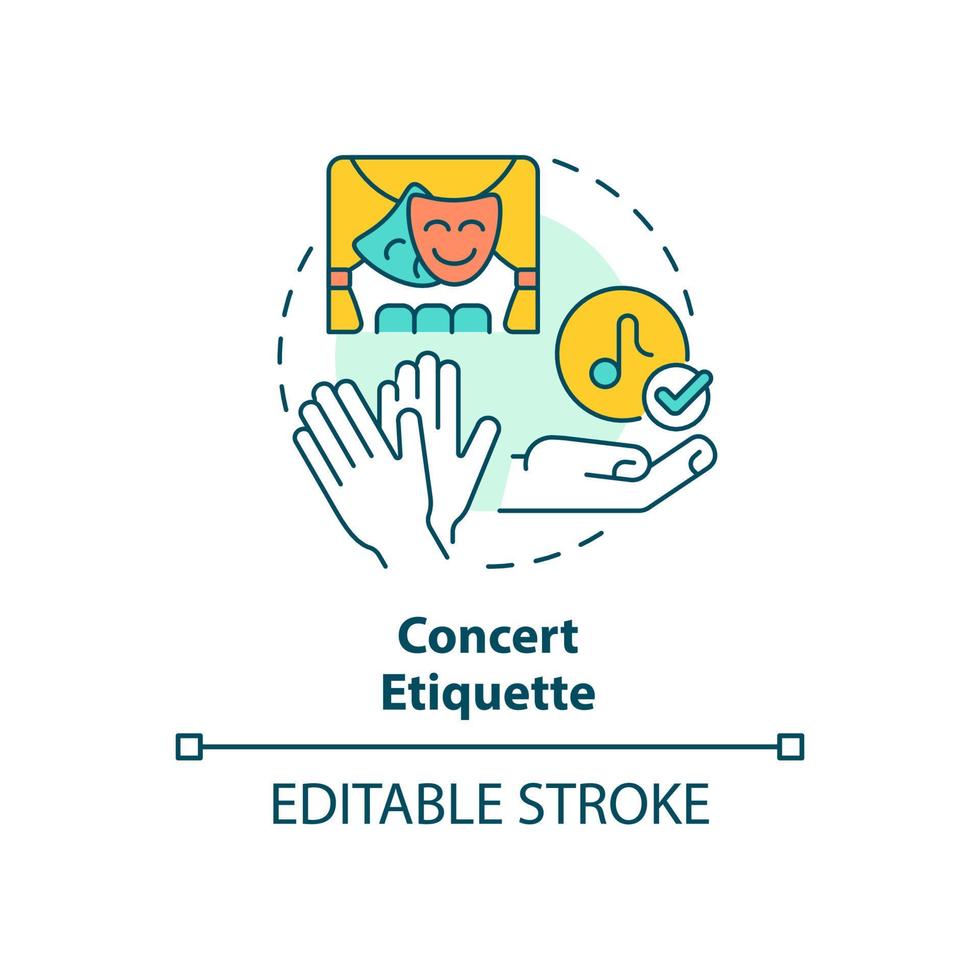 Symbol für das Konzept der Konzertetikette. Regeln und Ethikkodex. art der etikette abstrakte idee dünne linie illustration. isolierte Umrisszeichnung. editierbarer Strich. vektor