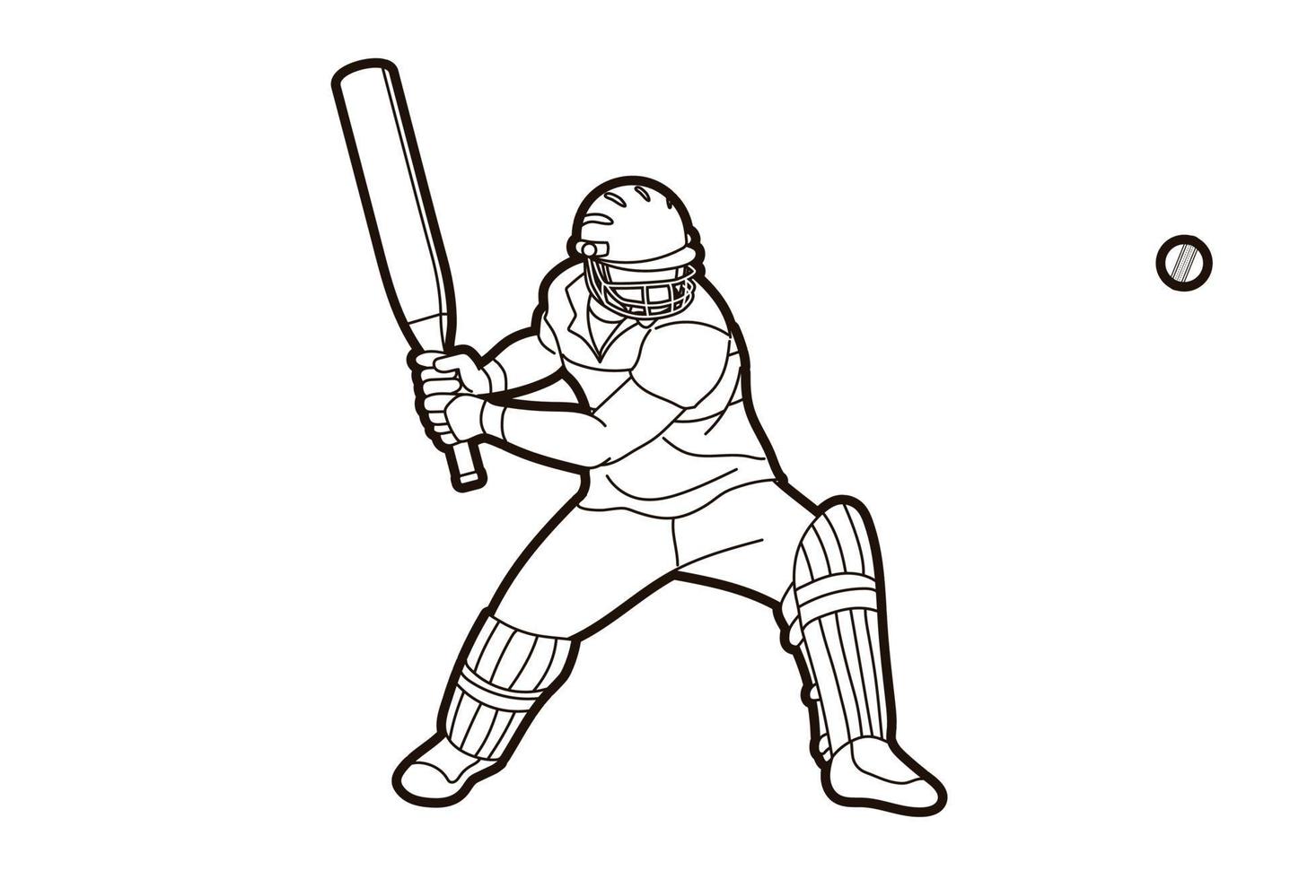 Cricket-Spieler-Action-Cartoon-Sport vektor