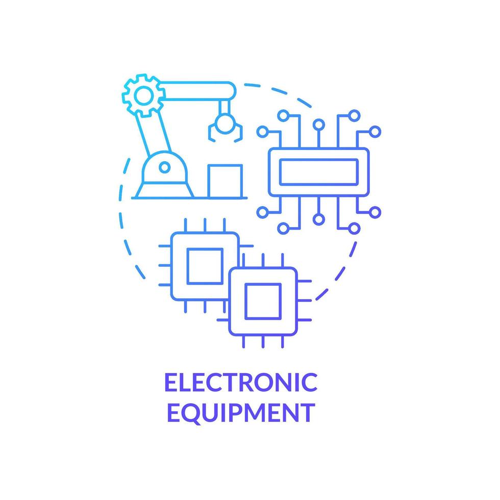 Symbol für blaues Farbverlaufskonzept für elektronische Geräte. Komponenten von Baugeräten. geschäftsteilsektor abstrakte idee dünne linie illustration. isolierte Umrisszeichnung. vektor