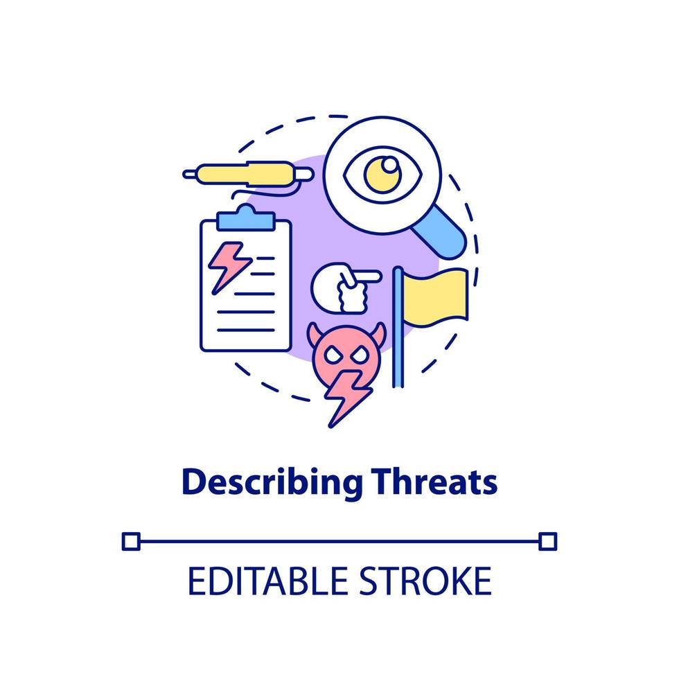 beskriva hot koncept ikon. lärande fiendestyrkor. nationell säkerhet abstrakt idé tunn linje illustration. isolerade konturritning. redigerbar linje. vektor