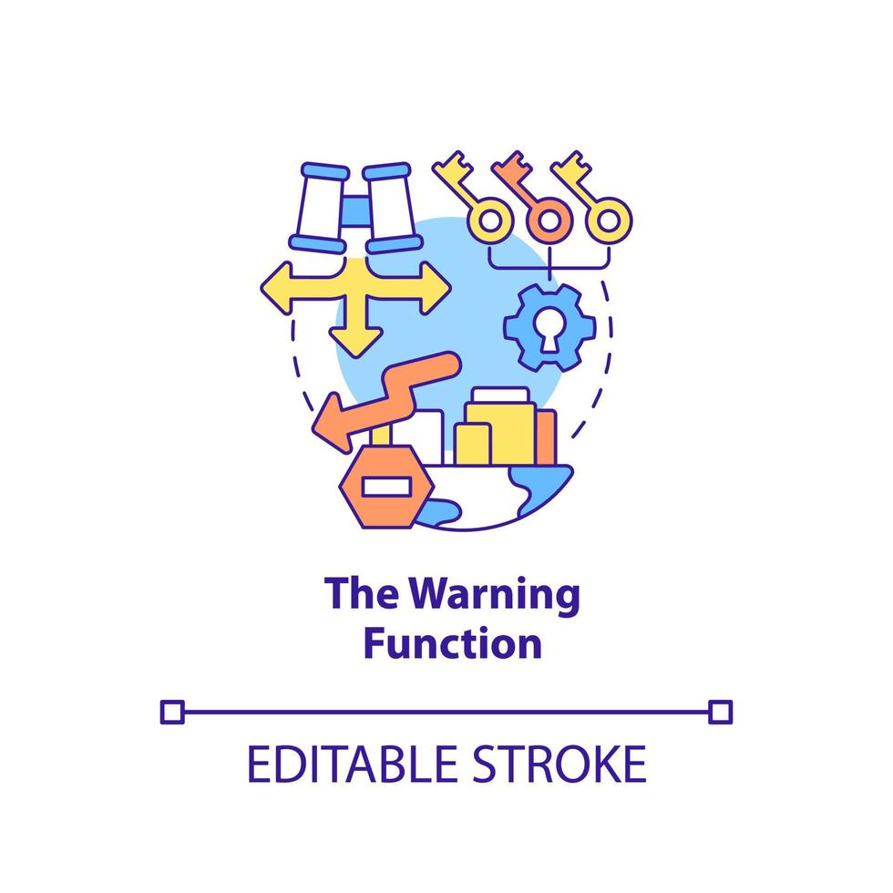 varningsfunktion konceptikon. det finansiella systemets säkerhet. nationell ekonomisk säkerhet abstrakt idé tunn linje illustration. isolerade konturritning. redigerbar linje. vektor