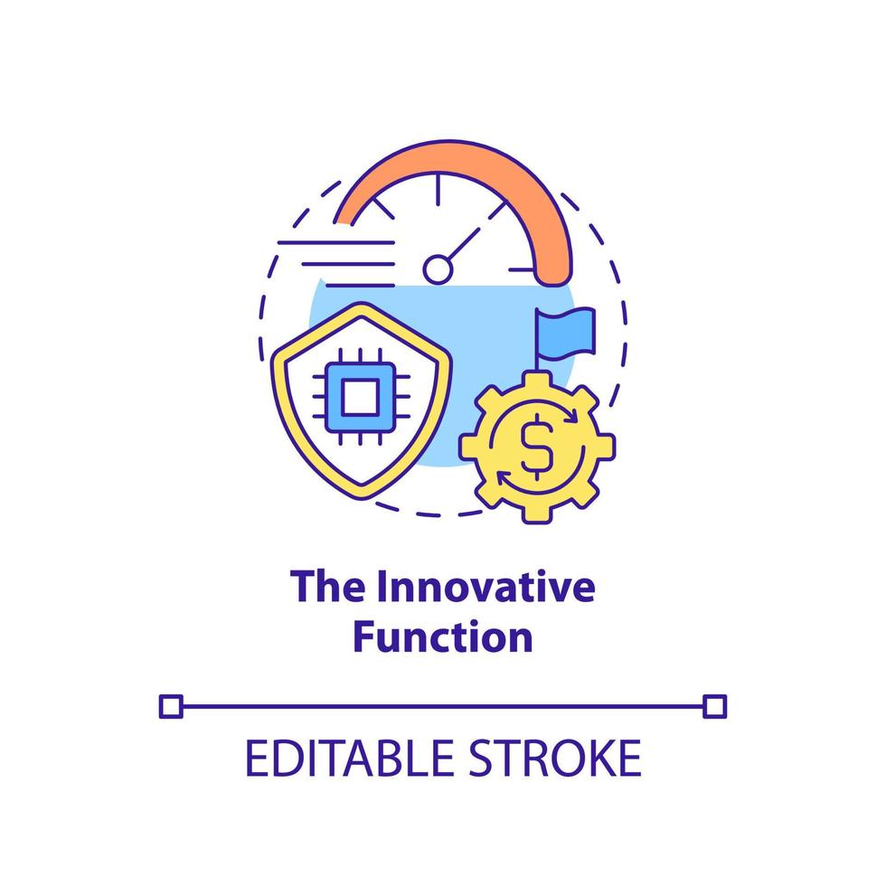 Symbol für innovatives Funktionskonzept. Entwicklungsprozess. nationale wirtschaftliche Sicherheit abstrakte Idee dünne Linie Illustration. isolierte Umrisszeichnung. editierbarer Strich. vektor