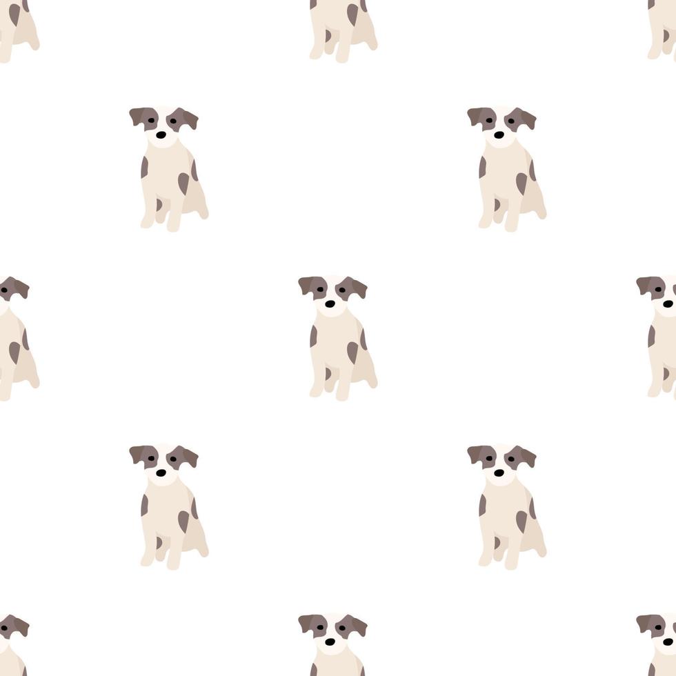 süße hunde jack russell terrier. lustige Tiere. Vektor handgezeichnetes nahtloses Muster. perfekt für baby, kinderbekleidung, druckdesign, textil. weißer Hintergrund.