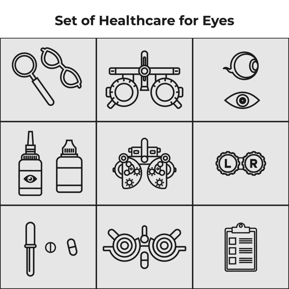 Satz medizinischer Symbolvektoren. Ausrüstung für Arzt und Krankenschwester. Element für das Gesundheitswesen. Vektor eps 10