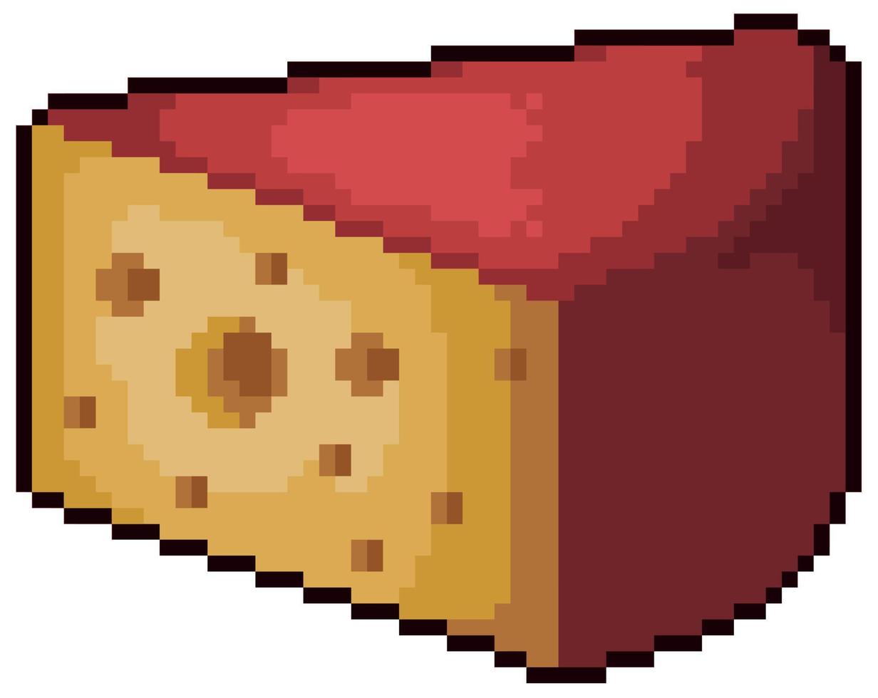 Pixel-Art-Käse-Vektorsymbol für 8-Bit-Spiel auf weißem Hintergrund vektor