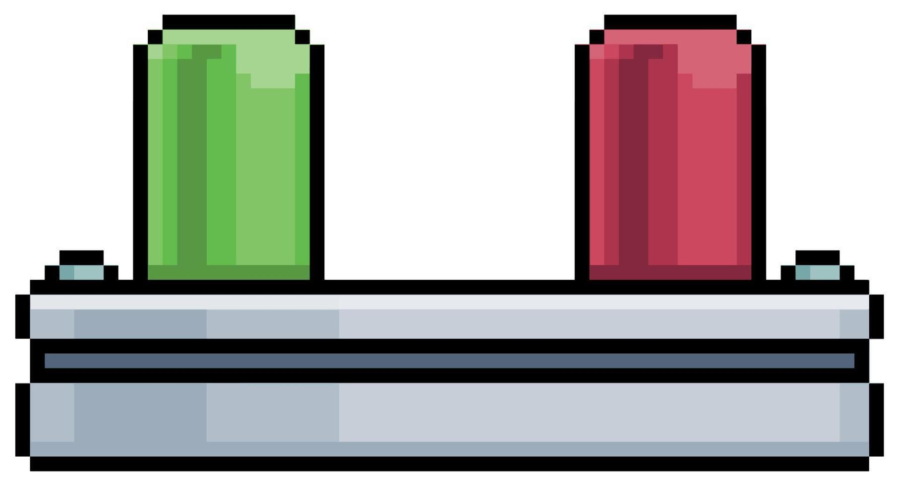 pixel art industriell siren med grön och röd glödlampa vektor ikon för 8-bitars spel på vit bakgrund
