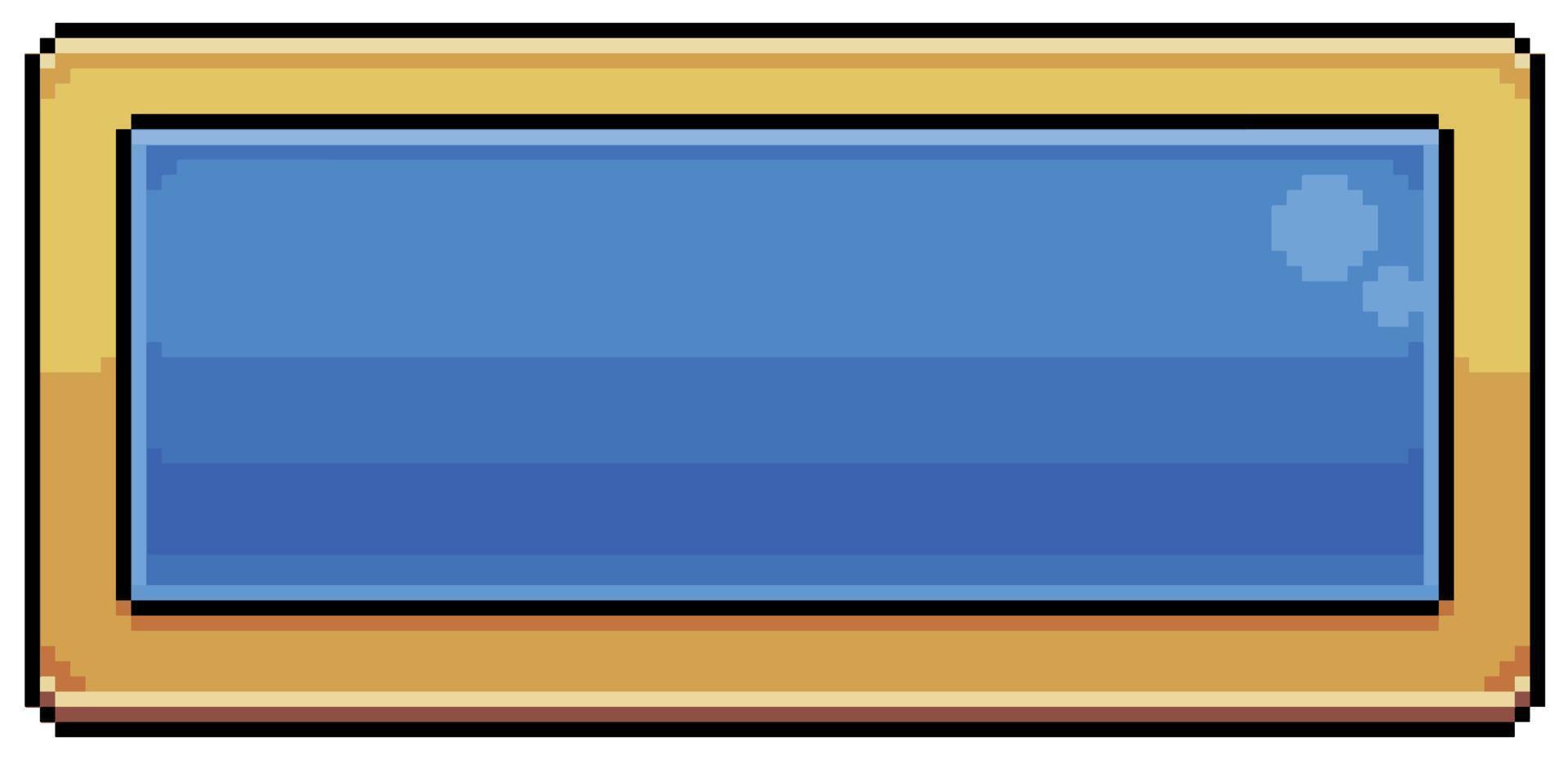pixelkonst blå rektangulär knapp för app-spelgränssnitt vektorikon för 8-bitars spel på vit bakgrund vektor
