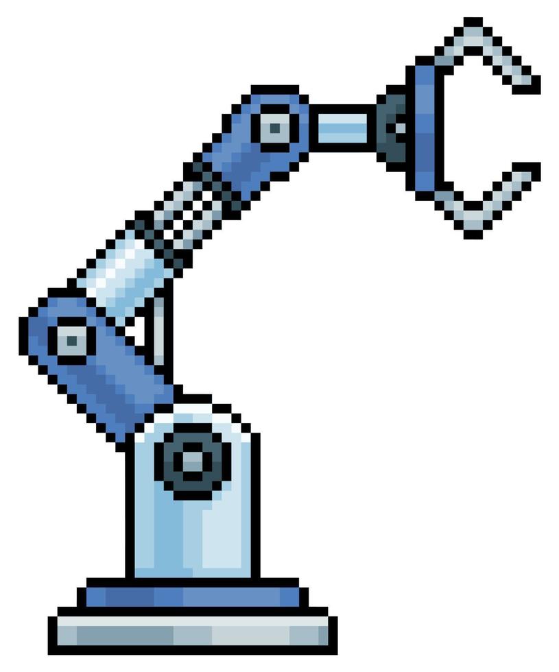 Pixelkunst-Roboterarm. mechanisches Armvektorsymbol für 8-Bit-Spiel auf weißem Hintergrund vektor