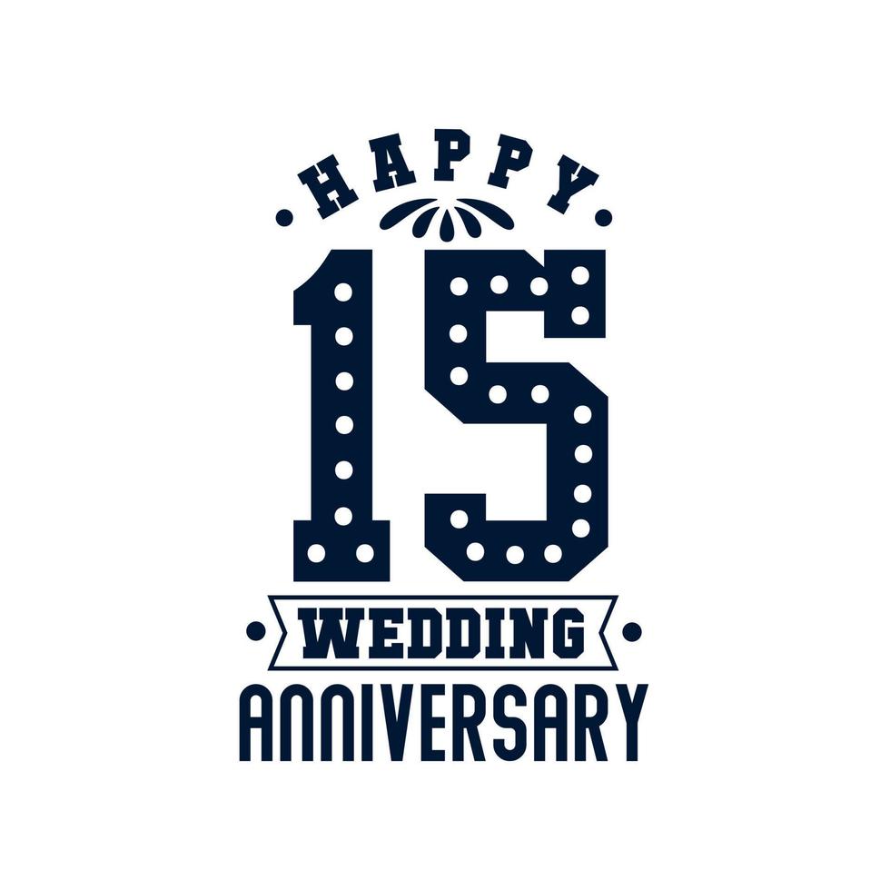 15-årsfirande, grattis på 15-års bröllopsdagen vektor