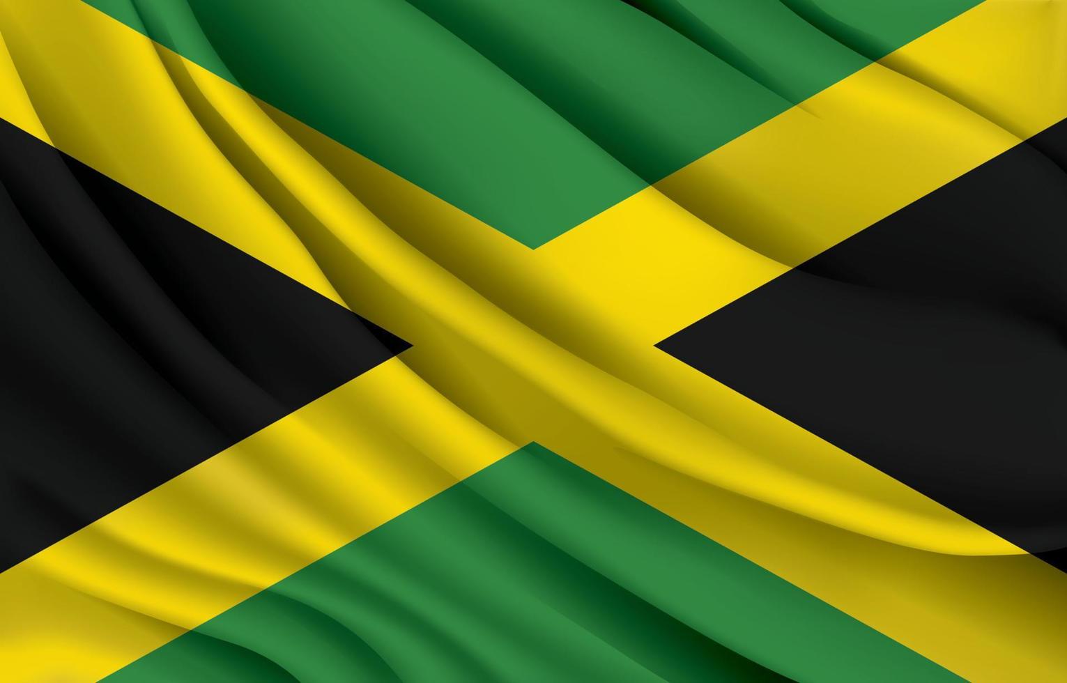 jamaika nationalflaggen winken realistische vektorillustration vektor