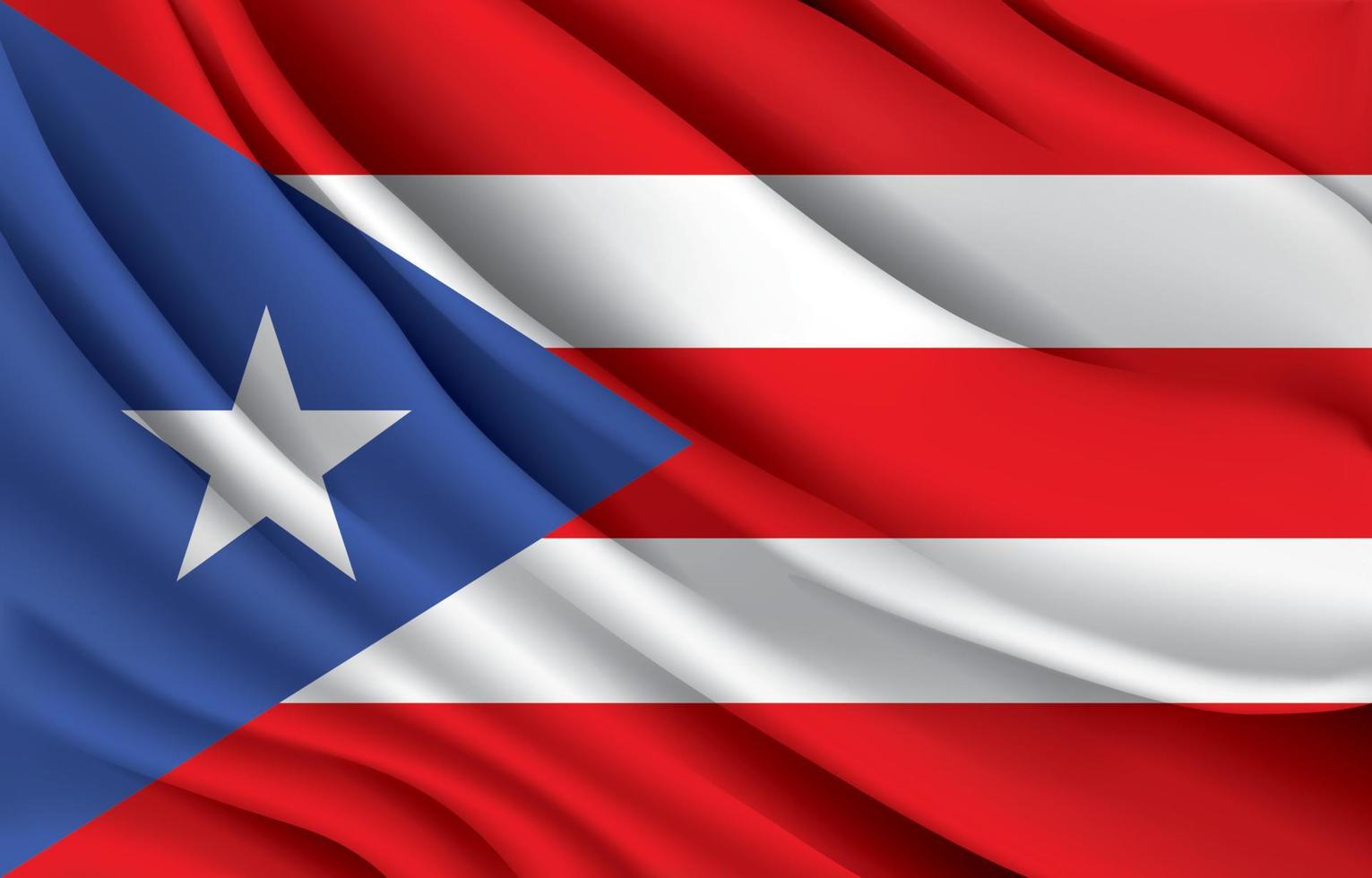 puerto rico nationalflagge, die realistische vektorillustration schwenkt vektor