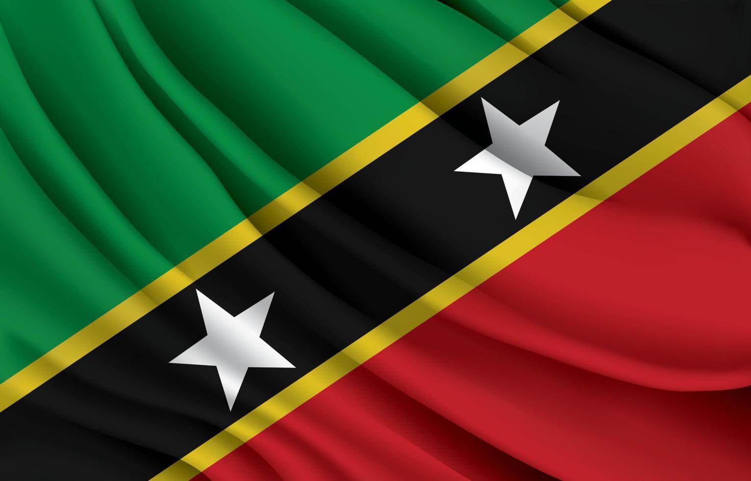 st kitts und nevis nationalflagge, die realistische vektorillustration schwenkt vektor