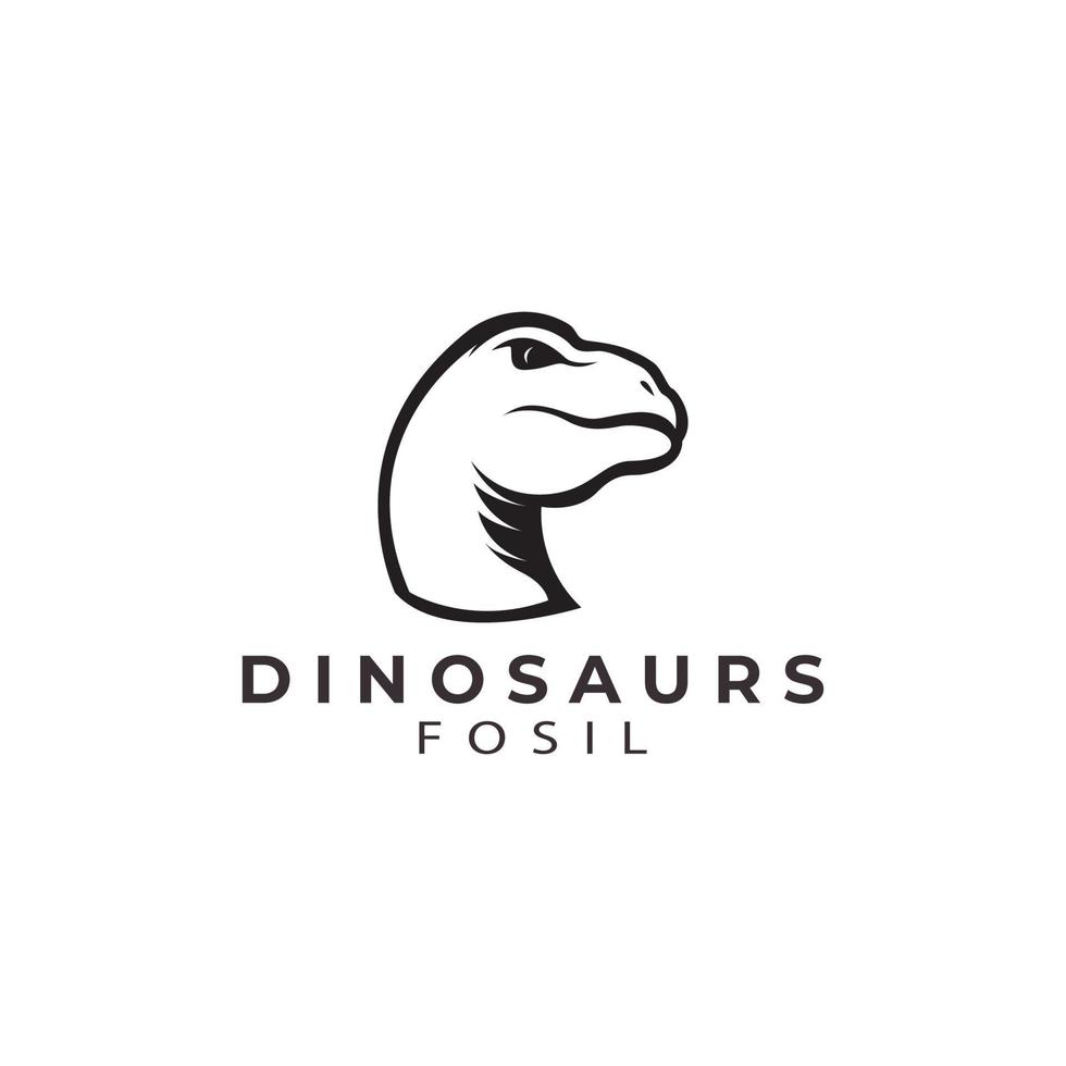 tyrannosaur t-rex fossil silhuett logotyp vektor ikon symbol design