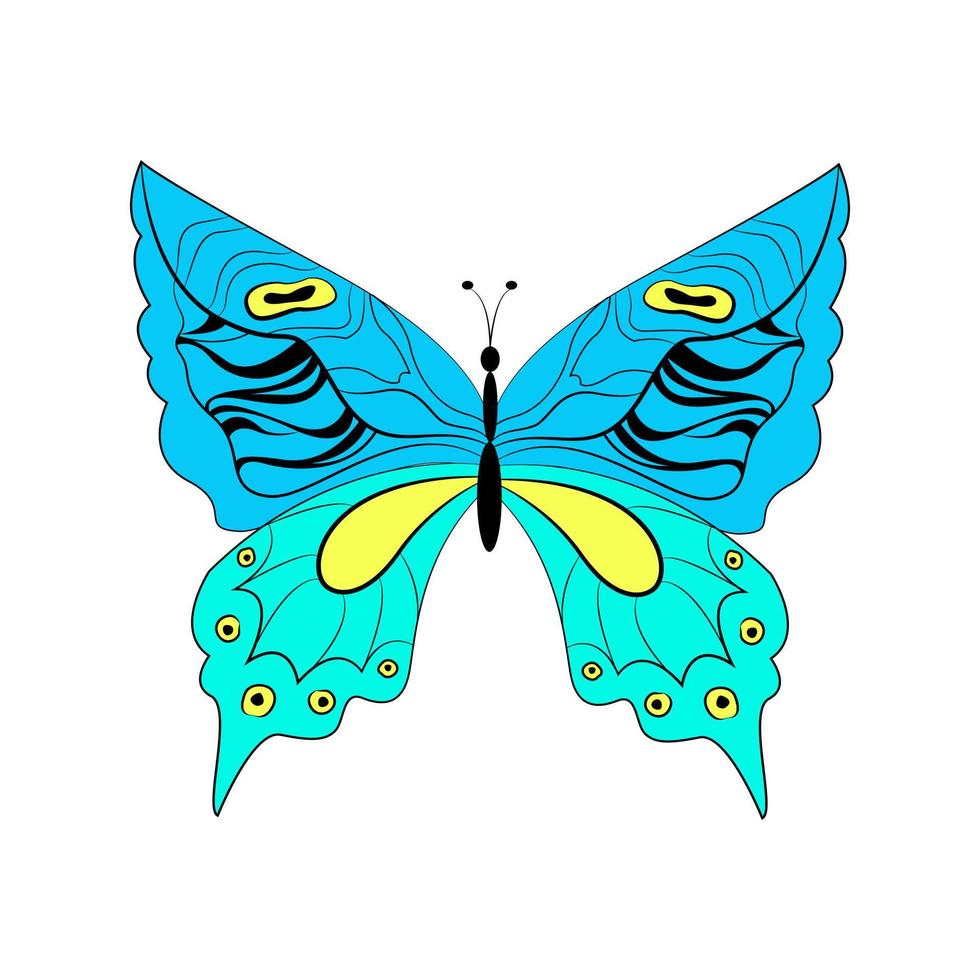 Schmetterling exotisches geflügeltes Insekt, Vektorillustration. farbiger Schmetterling mit großen Flügeln vektor