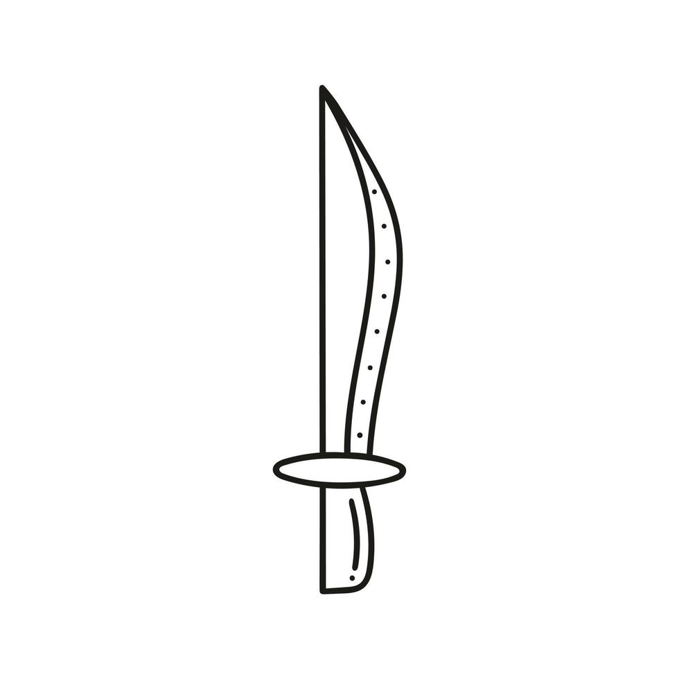 schwarzes Doodle-Messer isoliert auf weißem Hintergrund vektor