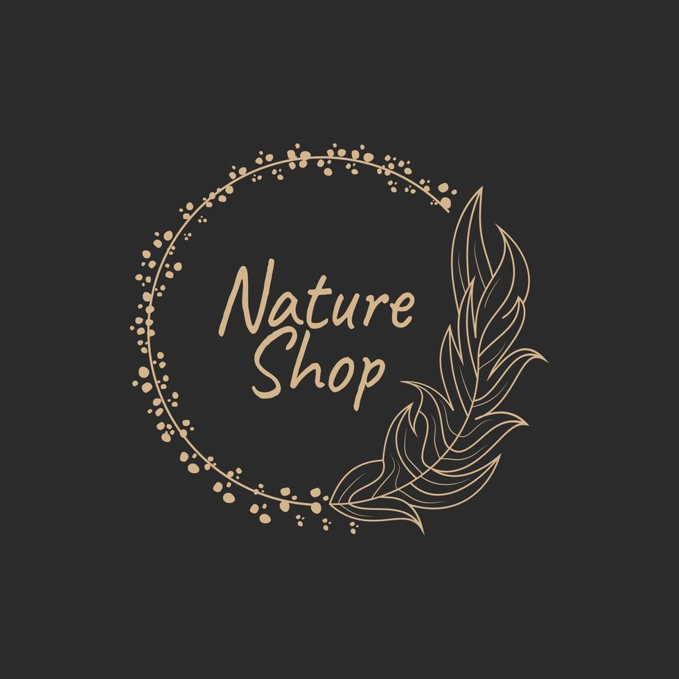 logo design illustration naturlig blomma cirkel, shopping, ikon, symbol, botanik, line art, spa, kosmetika vektor