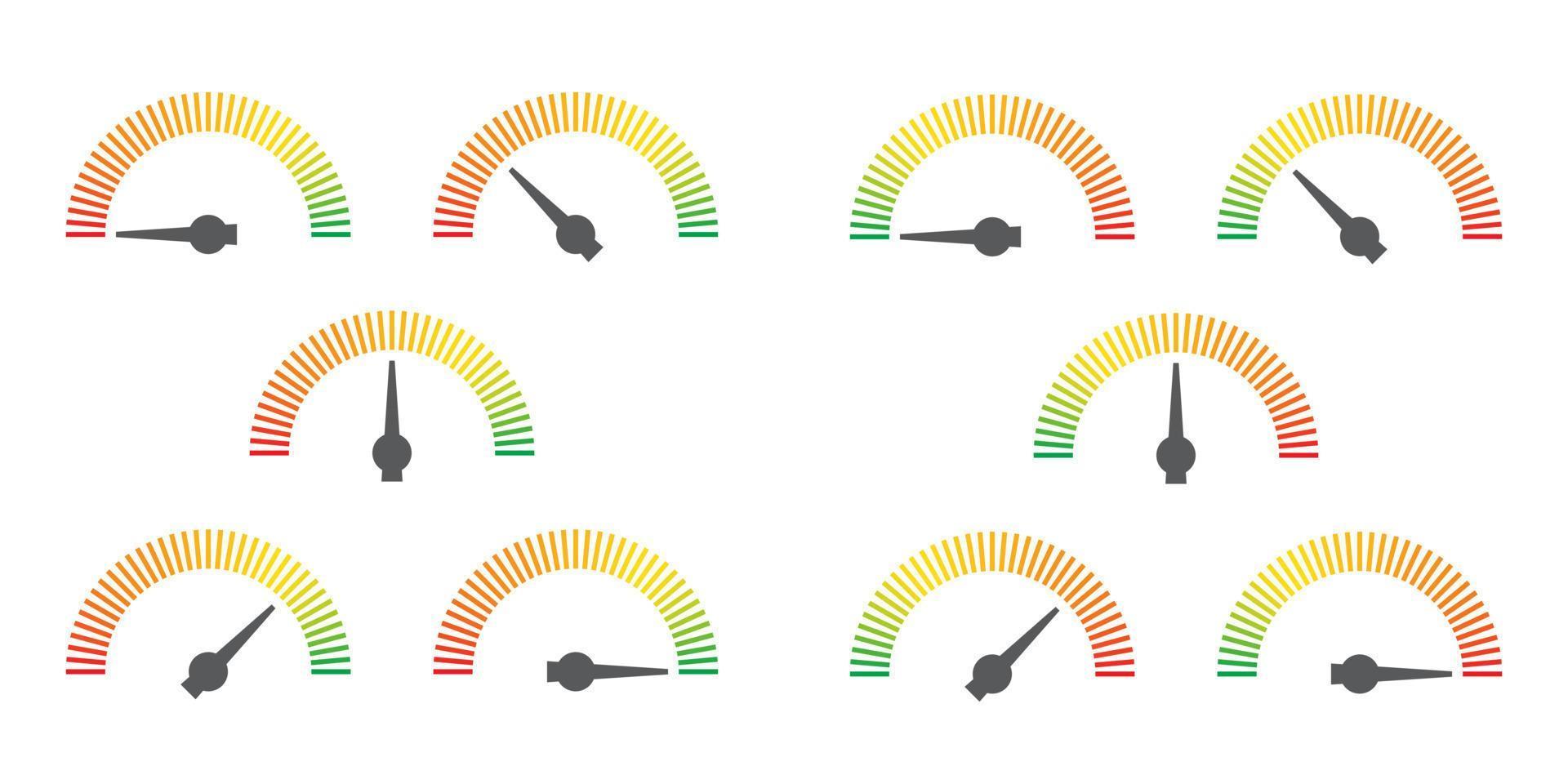 meter tecken infographic mätare element från rött till grönt och grönt till rött vektorillustration vektor