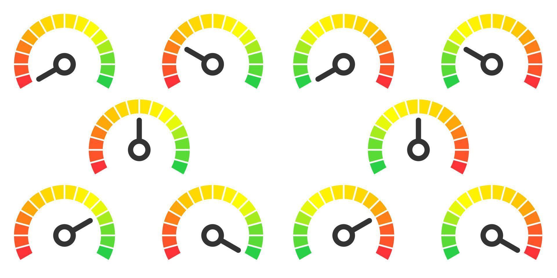 Meterzeichen Infografik-Messelement von rot nach grün und grün nach roter Vektorgrafik vektor