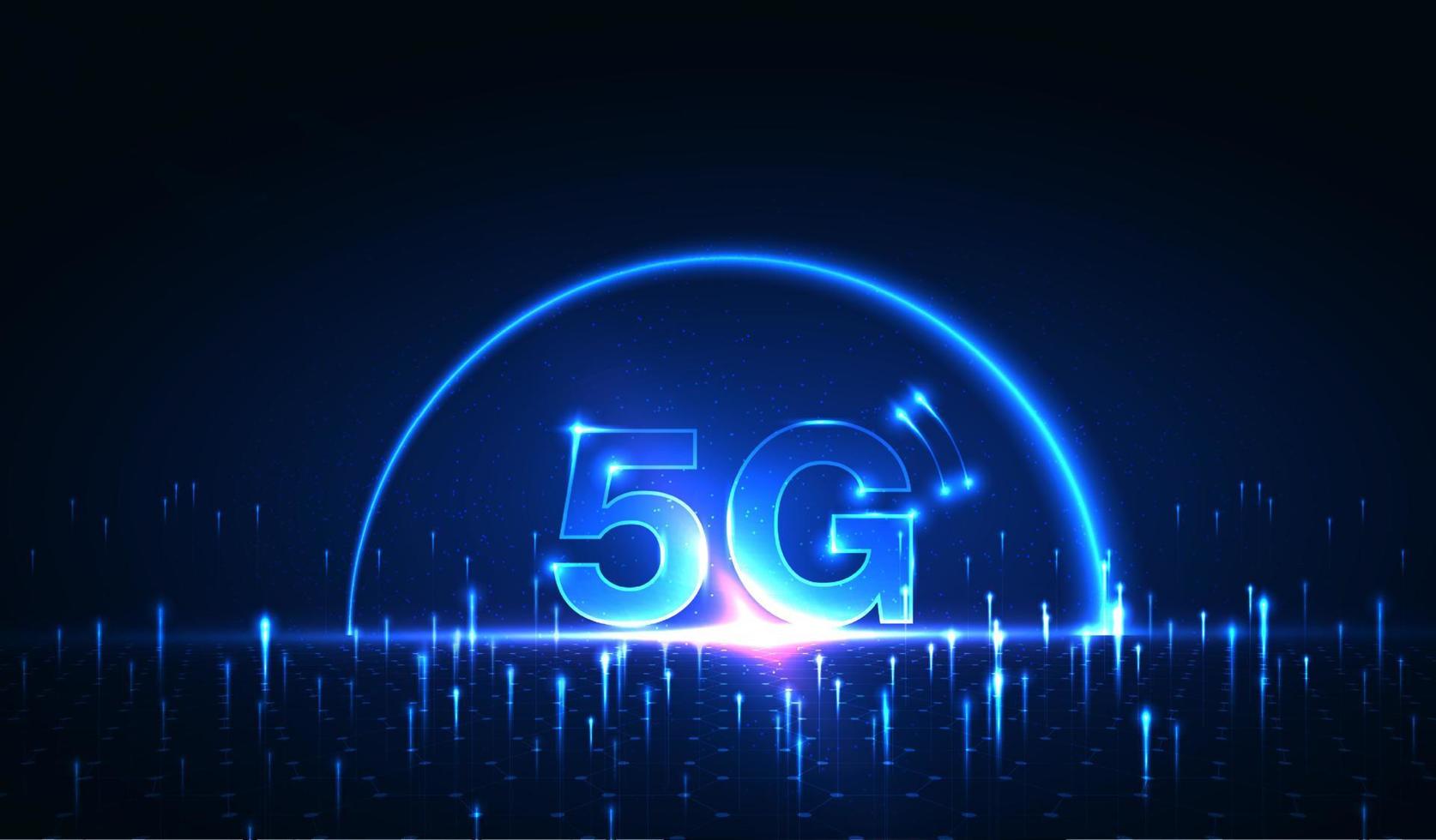 5g nätverk trådlöst internet wi-fi-anslutning och internet of things. smart stad och kommunikationsnätverk koncept. bredbandskommunikation med hög hastighet. vektor design.