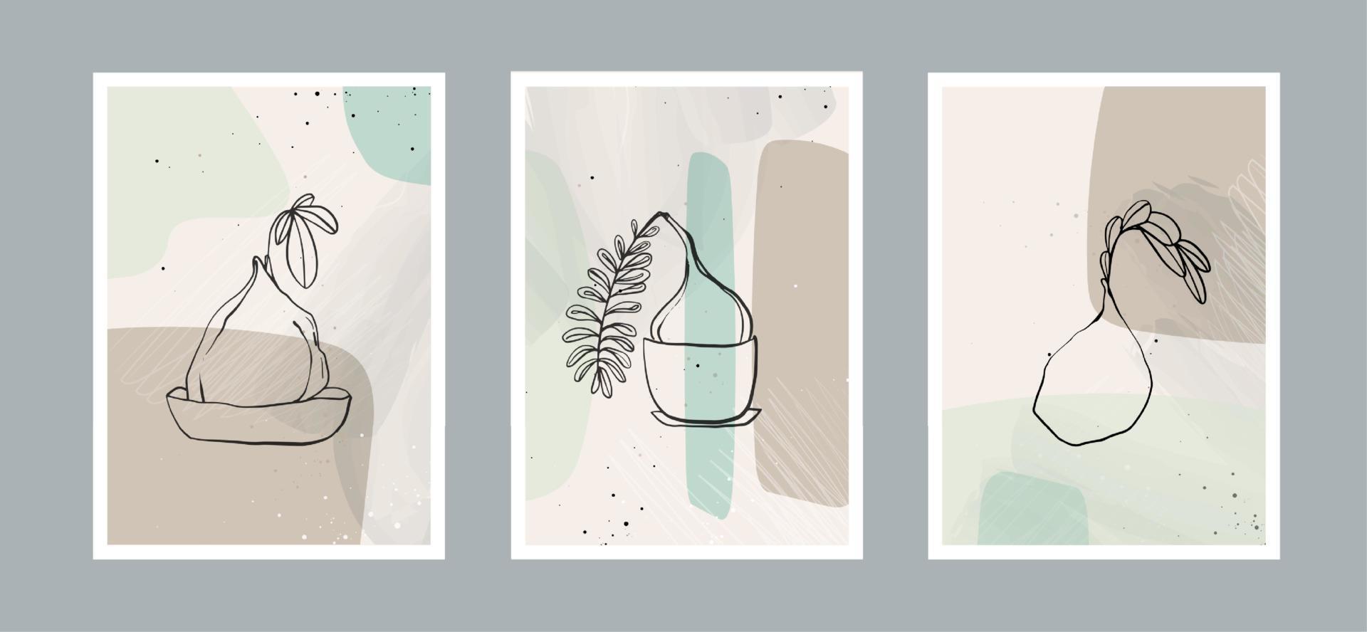 modern abstrakt löv linjekonstbakgrund med olika former för väggdekoration, vykort eller broschyromslagsdesign. vektor design