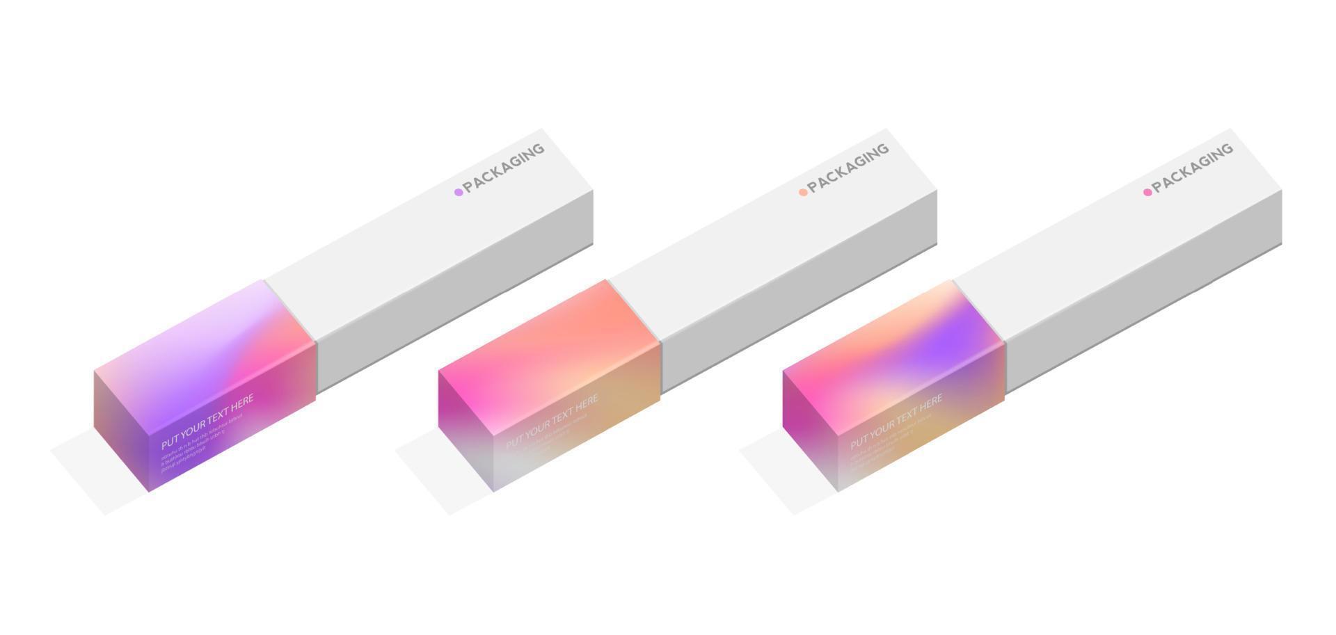 uppsättning av kartong eller förpackningsdesign illustrationsmall för presenter eller speciella dagar som påsk, jul, helgdagar, etc. med pastellmönster gradient bakgrunder vektor