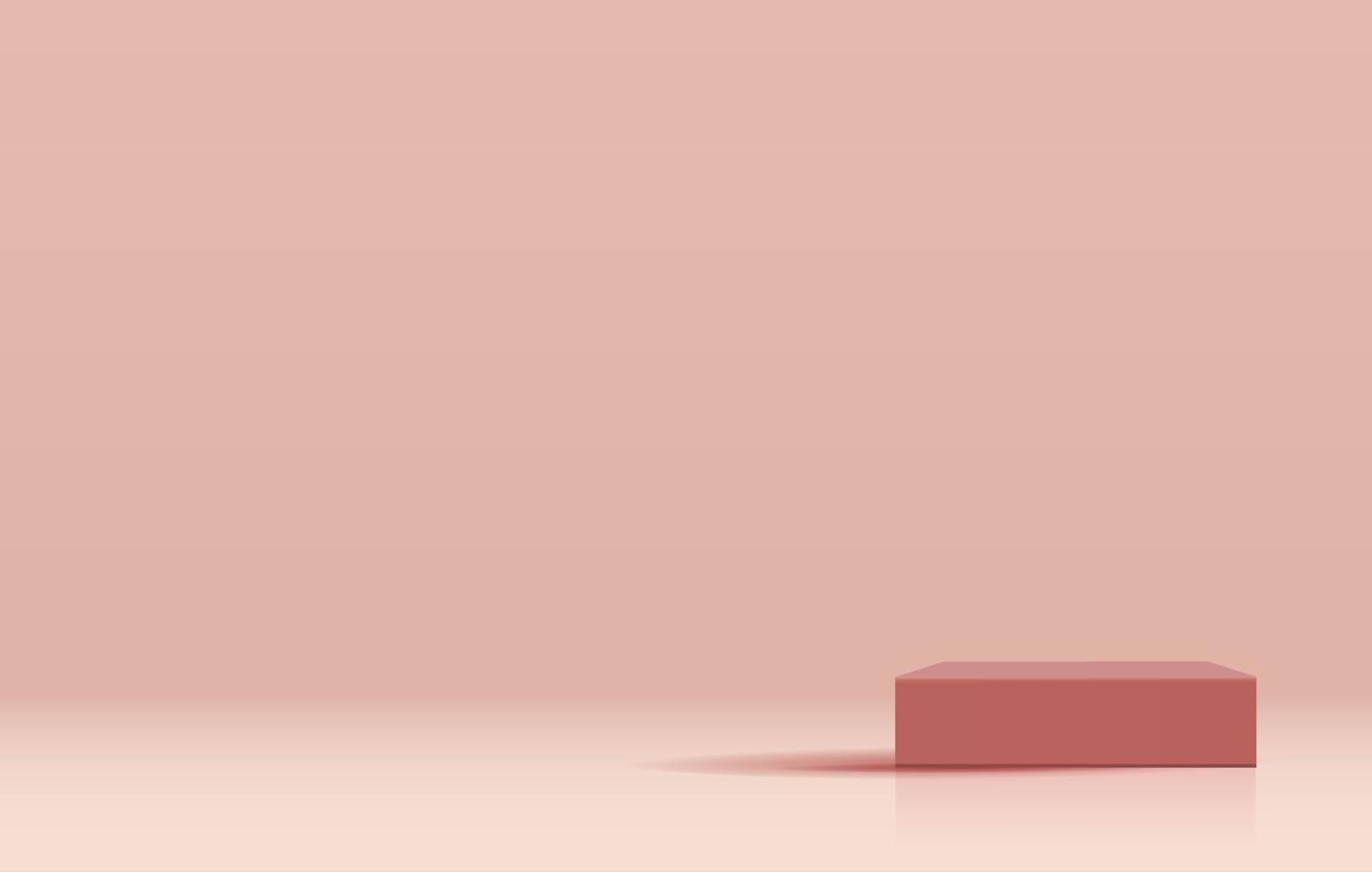 röd geometrisk podiumfyrkant och minimala lådor. tom monter för kosmetisk produktpresentation. modemagasin. vektor illustration design