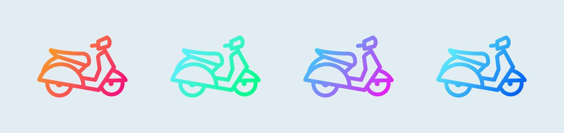 Scooter-Liniensymbol in Verlaufsfarben. Motorradzeichen-Vektorillustration. vektor