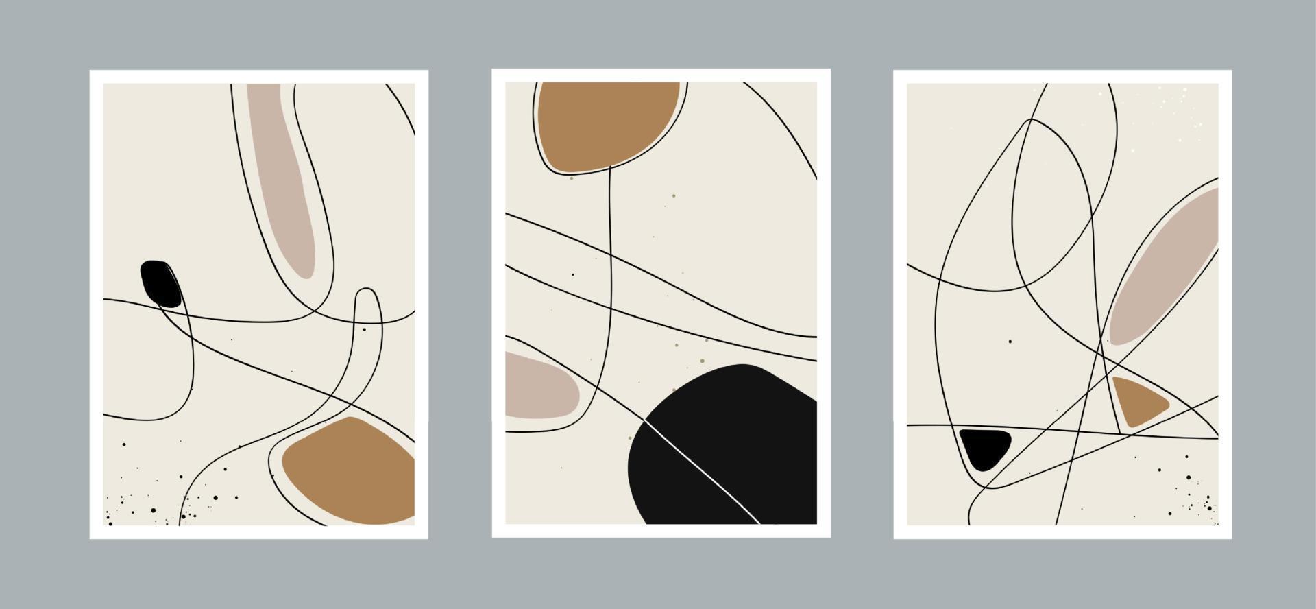 abstrakter Linienkunsthintergrund mit verschiedenen Formen für Wanddekoration, Postkarten- oder Broschüreneinband. Vektordesign vektor