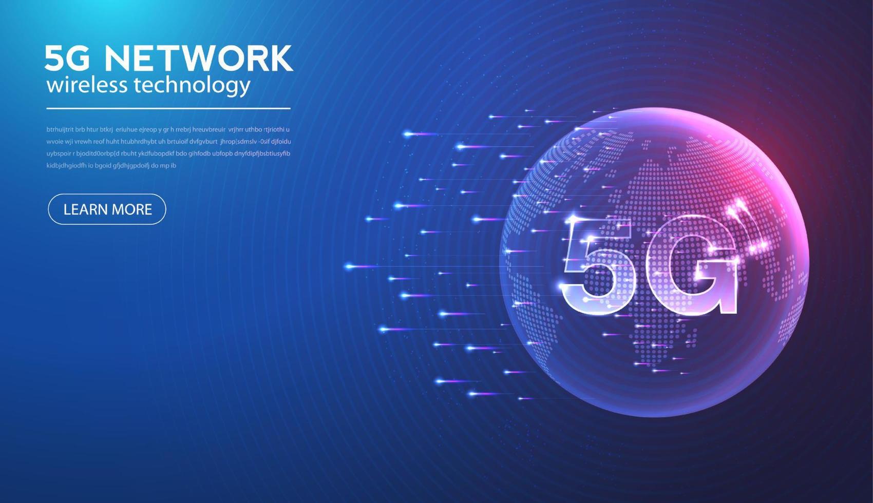 5g-Netzwerk Wireless Internet Wi-Fi-Verbindung und Internet der Dinge mit modernen. Hochgeschwindigkeits-Innovationsverbindungs-Datenrate-Technologie-Vektorillustration. vektor