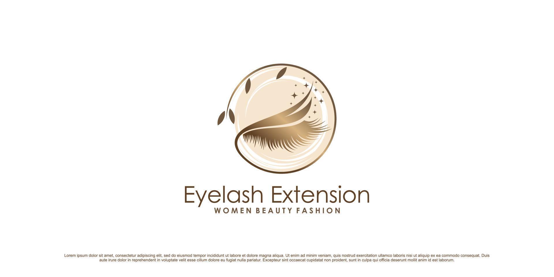 luxuriöses und elegantes Wimpernverlängerungs-Logo-Symbol für Schönheitssalon mit kreativem Element-Premium-Vektor vektor