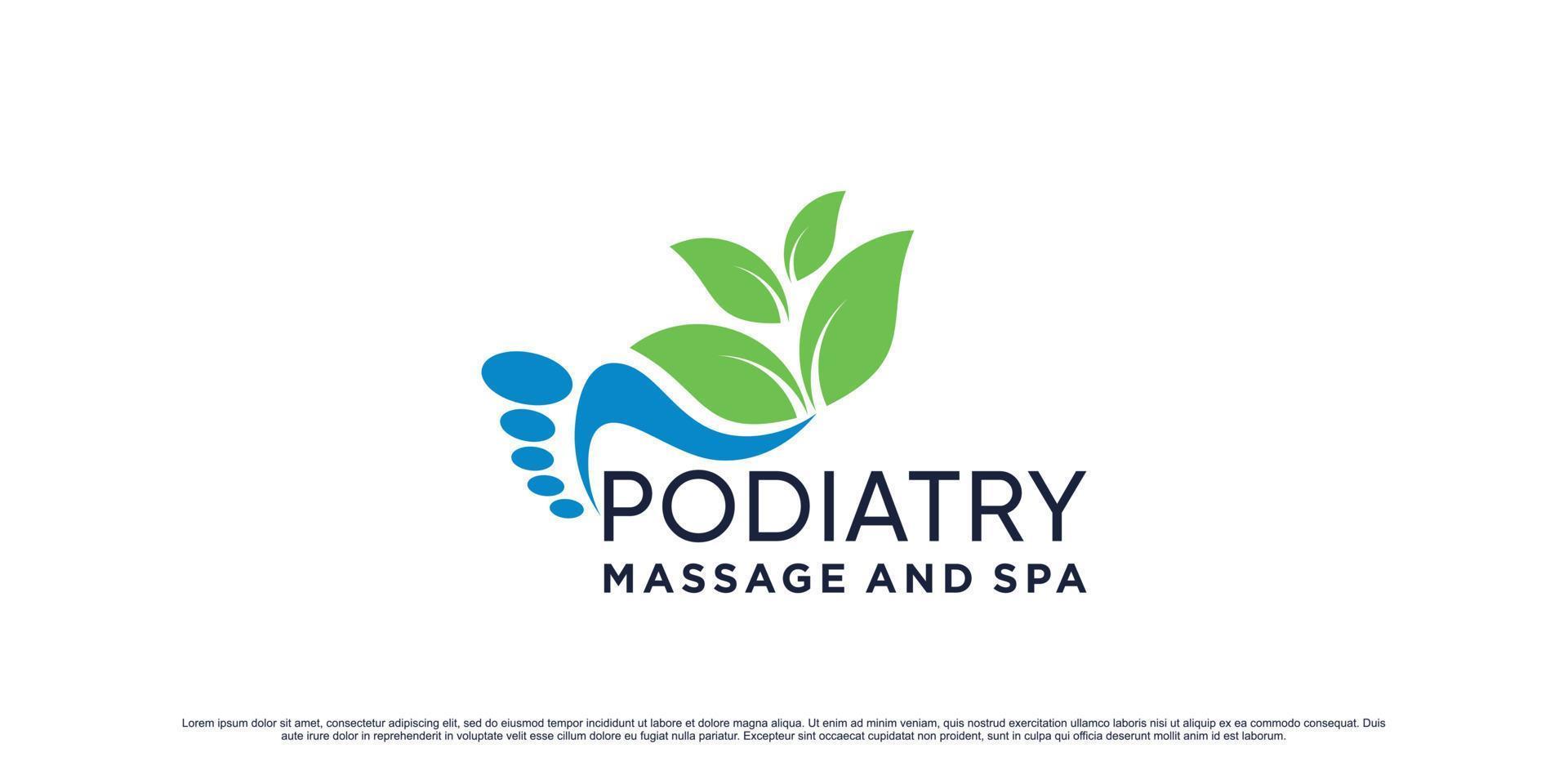 Podologie-Logo-Design für natürliche Massage und Spa mit kreativem Element-Premium-Vektor vektor