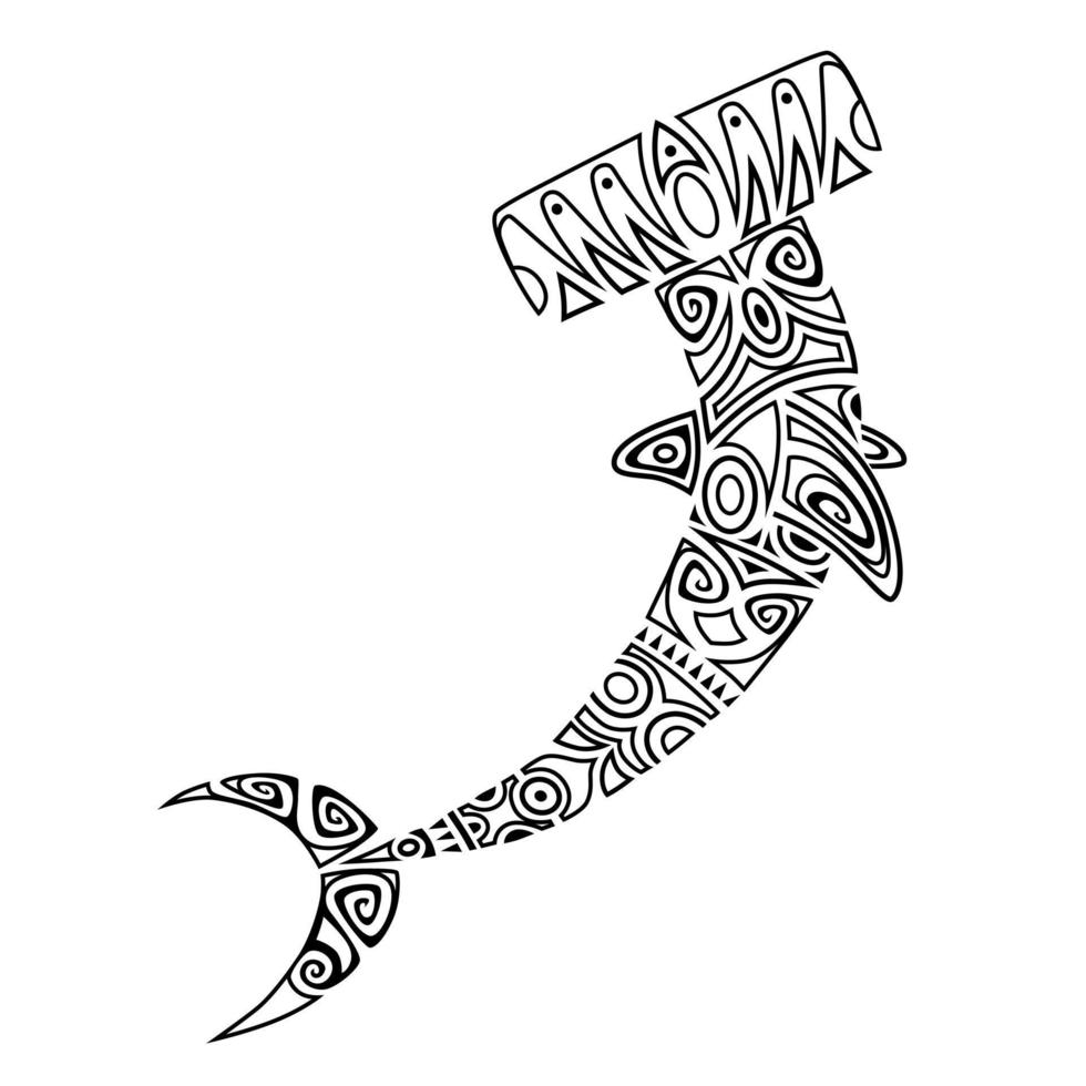 Zentangle und Maori stilisierter Hammerhai-Farbbuch. vektor