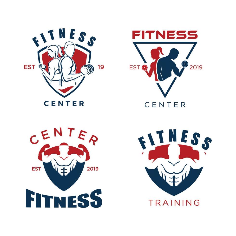 Kraft- und Fitness-Logo-Vektor-Gym-Bodybuilding und Crossfit-Emblem-Abzeichen vektor