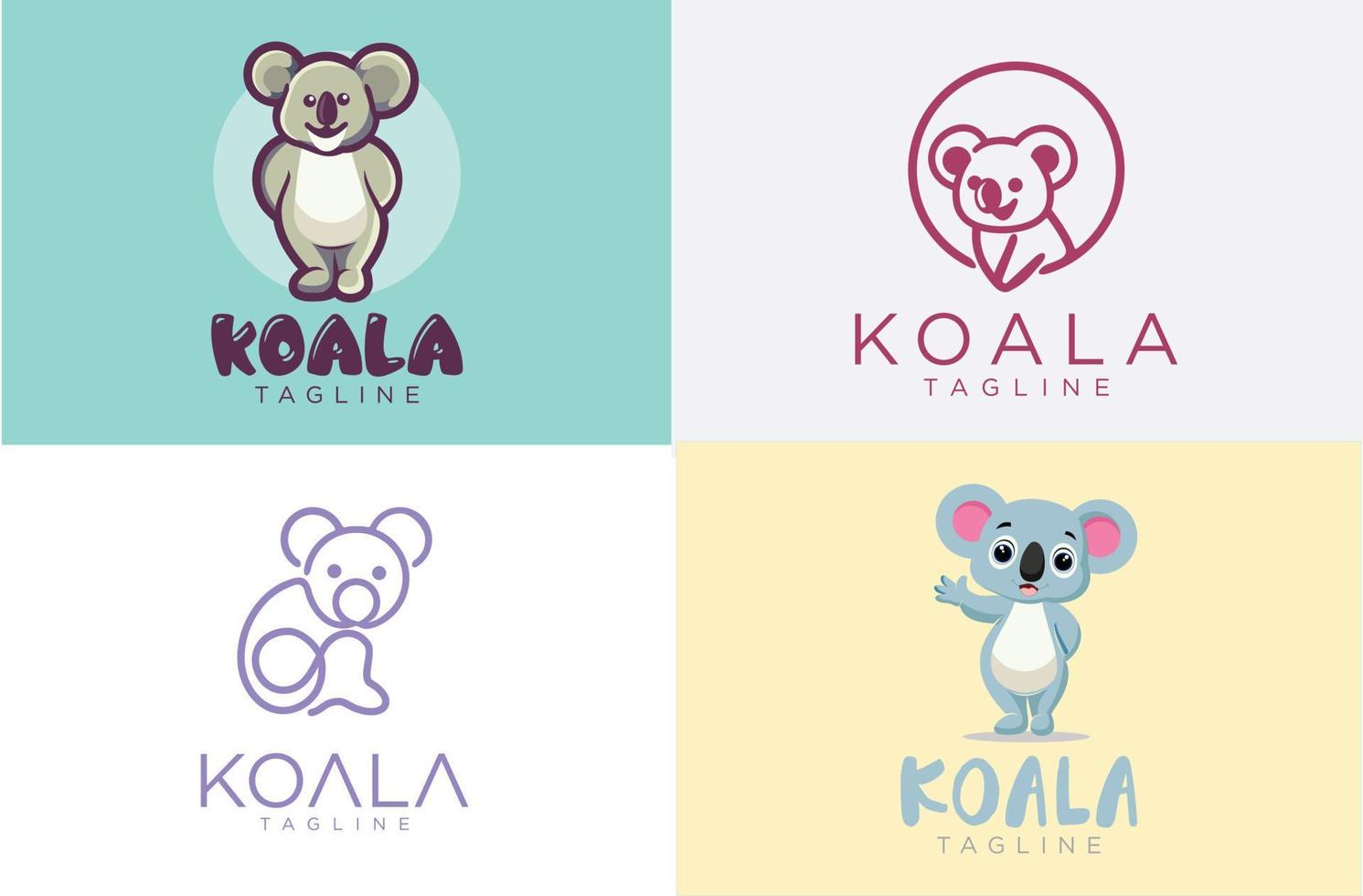 uppsättning koala logotyp design vektor illustration design