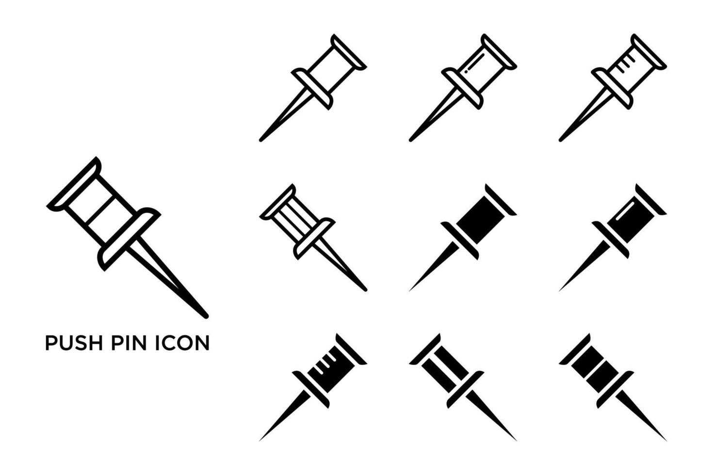 trycknål ikon vektor set formgivningsmall