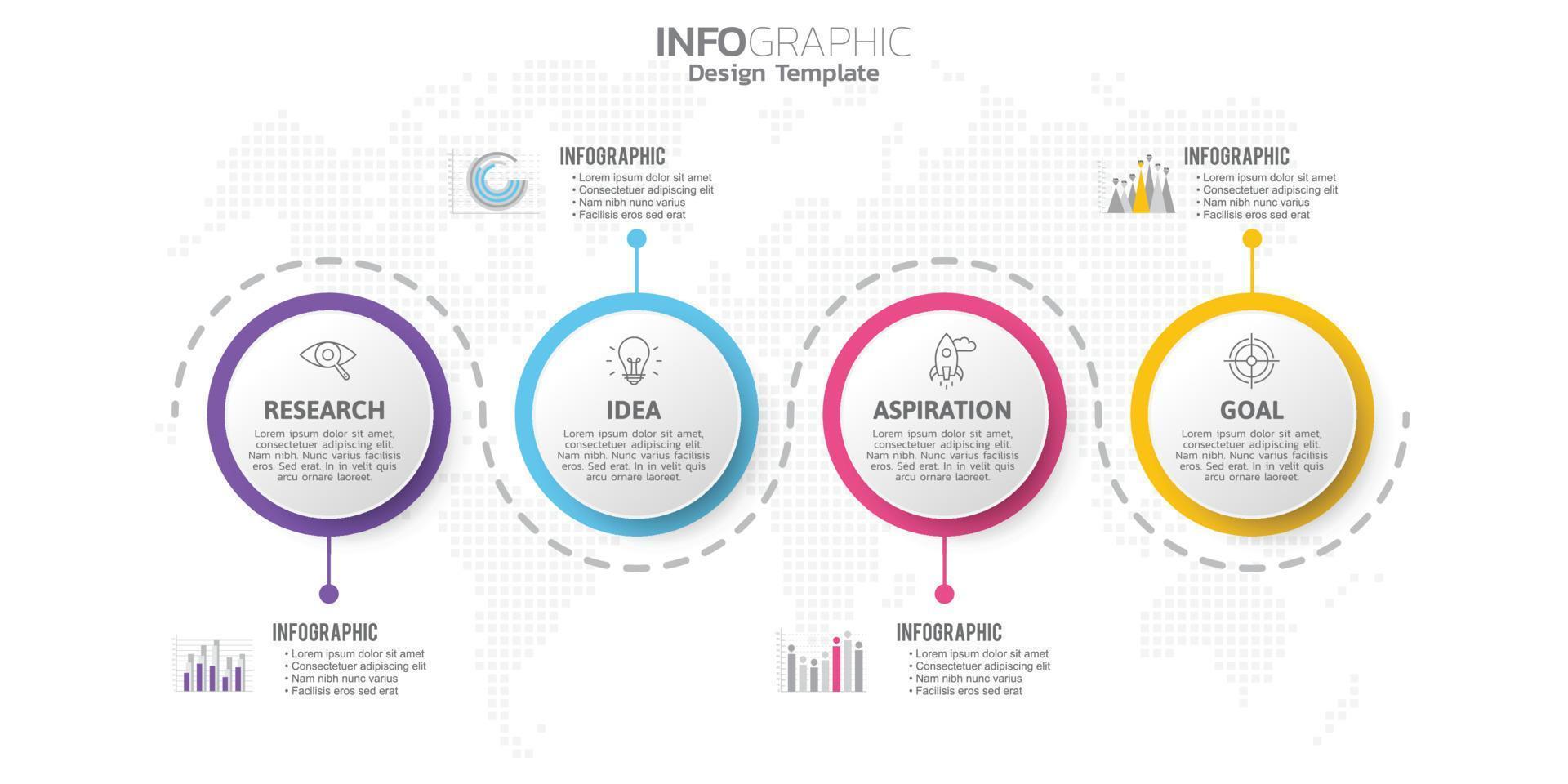 Infografik 4 Schritte Elemente für Inhalt, Diagramm, Flussdiagramm, Schritte, Teile, Zeitleiste, Workflow, Diagramm. vektor