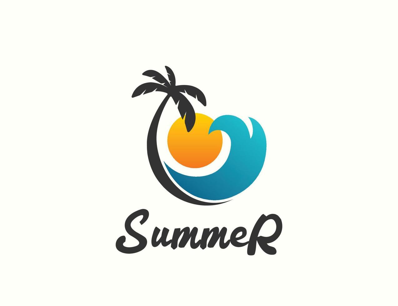 sommerstrand sonnenuntergang logo design vektor