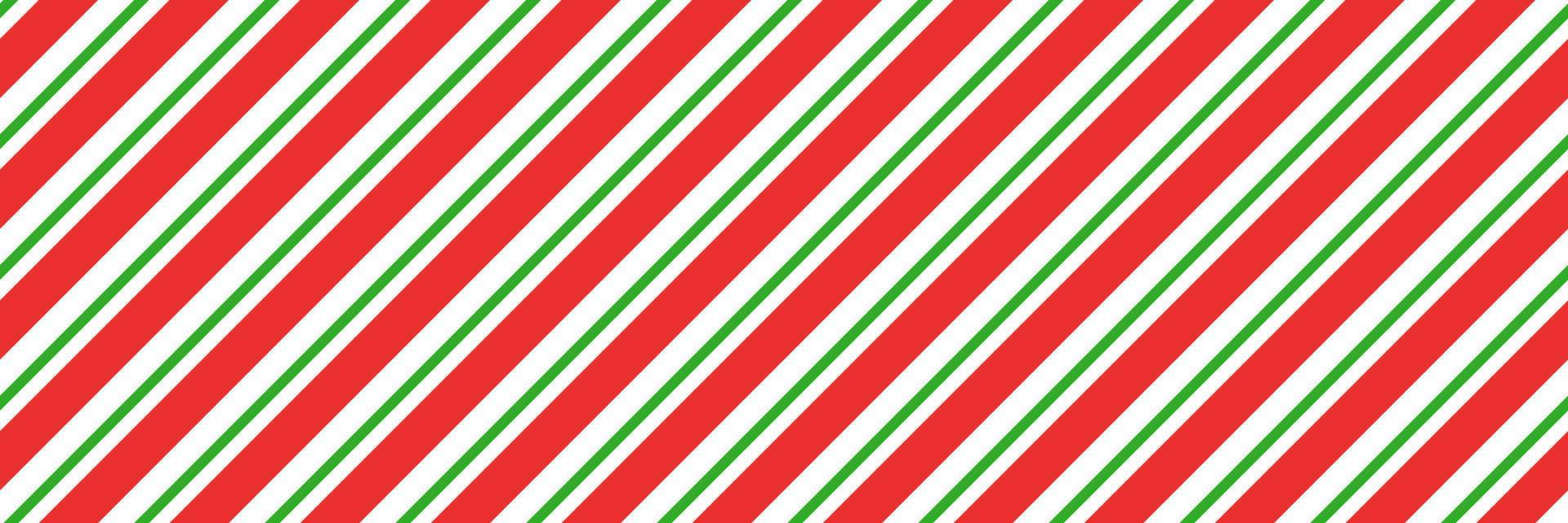 gestreiftes nahtloses muster der weihnachtszuckerstange. Weihnachtscandycane-Hintergrund mit roten und grünen Streifen. Pfefferminz-Karamell-Diagonaldruck. weihnachtliche traditionelle verpackungstextur. Vektor-Illustration vektor