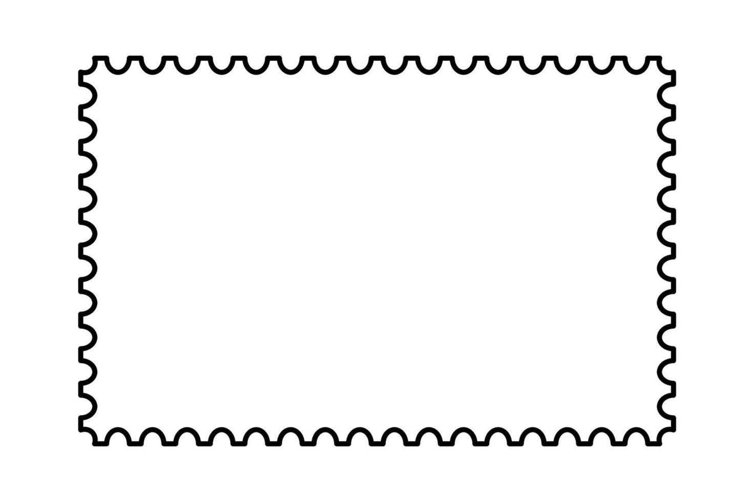 frimärksram. tom kantmall för vykort och brev. blank rektangel och fyrkantigt frimärke med perforerad kant. vektor illustration isolerad på vit bakgrund