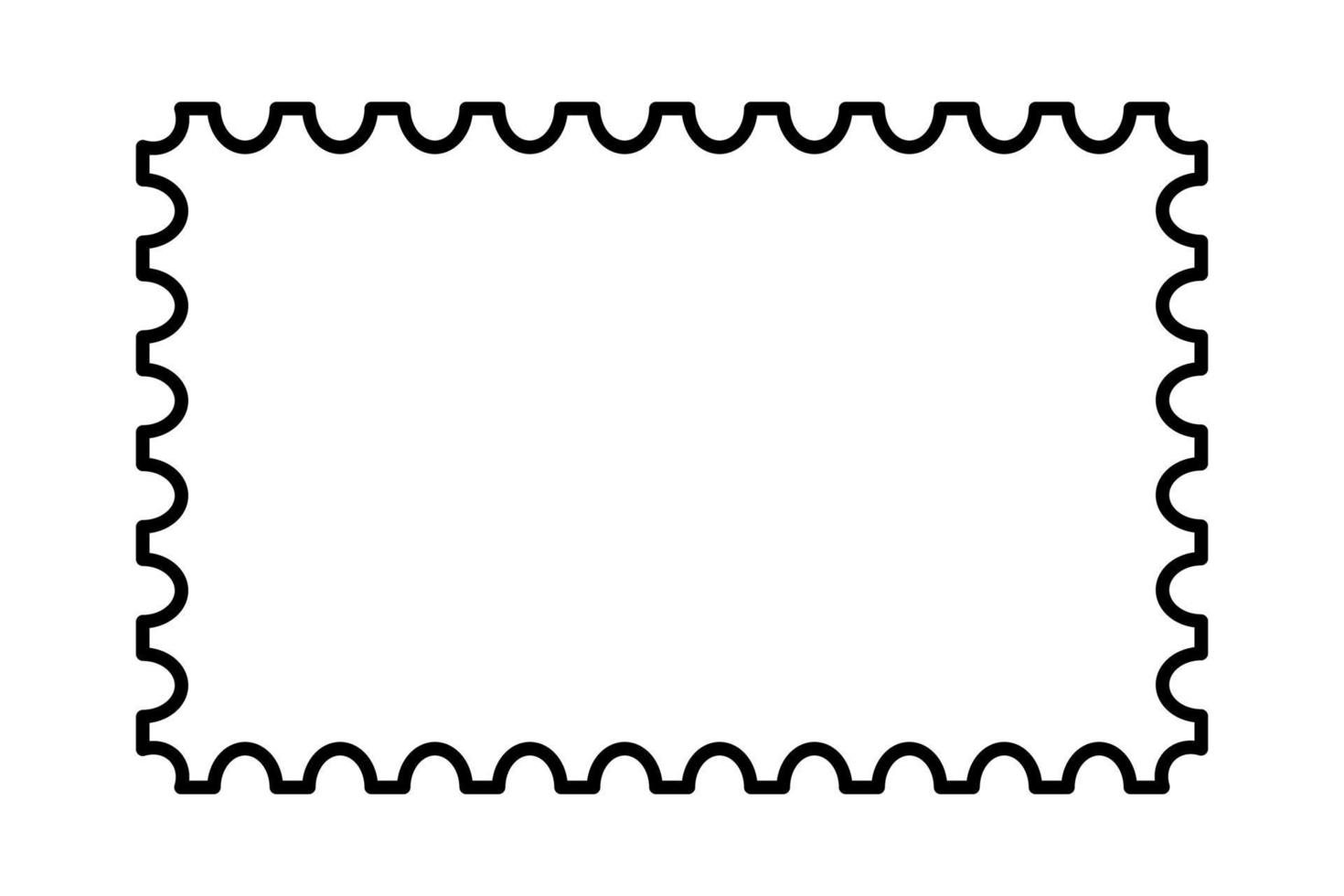 frimärksram. tom kantmall för vykort och brev. blank rektangel och fyrkantigt frimärke med perforerad kant. vektor illustration isolerad på vit bakgrund