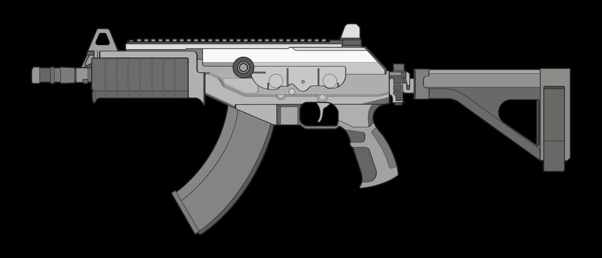 Schusswaffen-Vektorstil, Schießpistole, Waffenillustration, Vektorlinie, Waffenillustration, moderne Waffe, militärisches Konzept, Pistole für das Training vektor