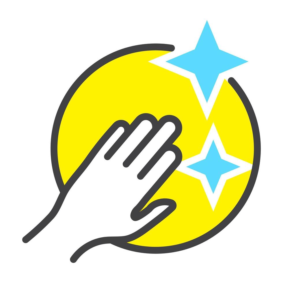 platt färg vektor en ren eller rengöring ikon med mänsklig hand för appar eller webbplatser