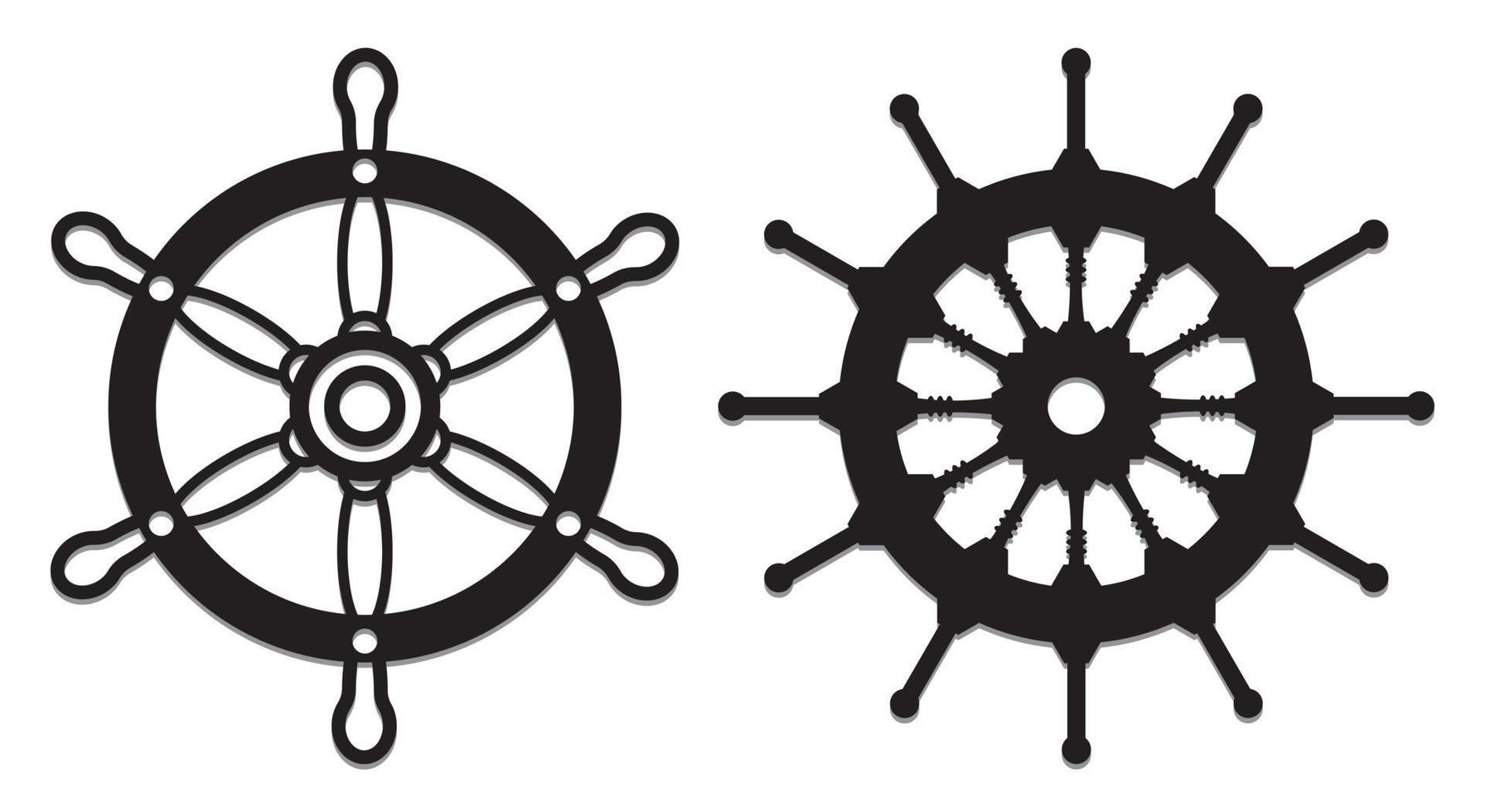 Schiffslenkrad, Helm-Anker-Vektor-Symbol, Lenksymbol-Vektor vektor