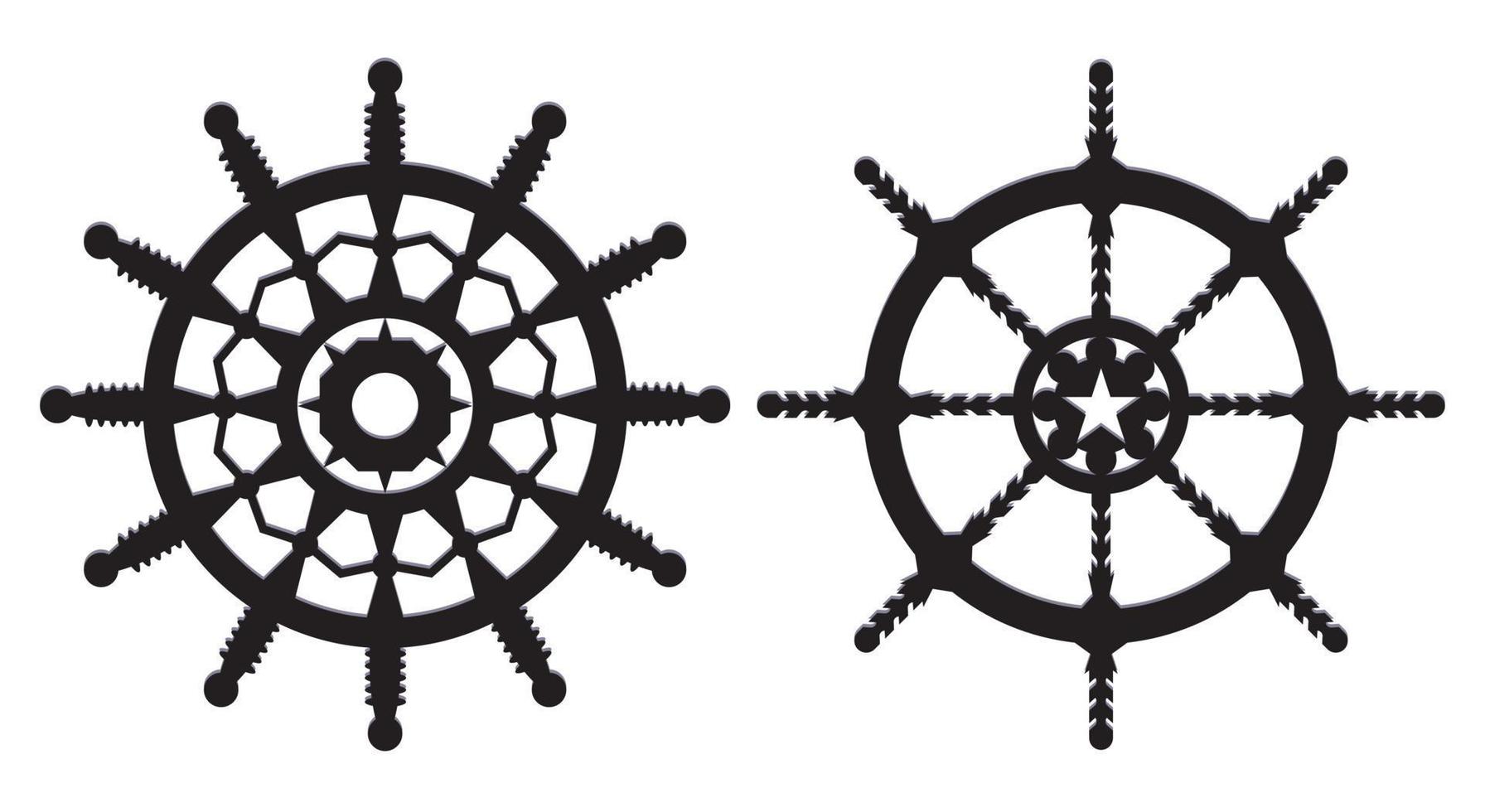 Schiffslenkrad, Helm-Anker-Vektor-Symbol, Lenksymbol-Vektor vektor