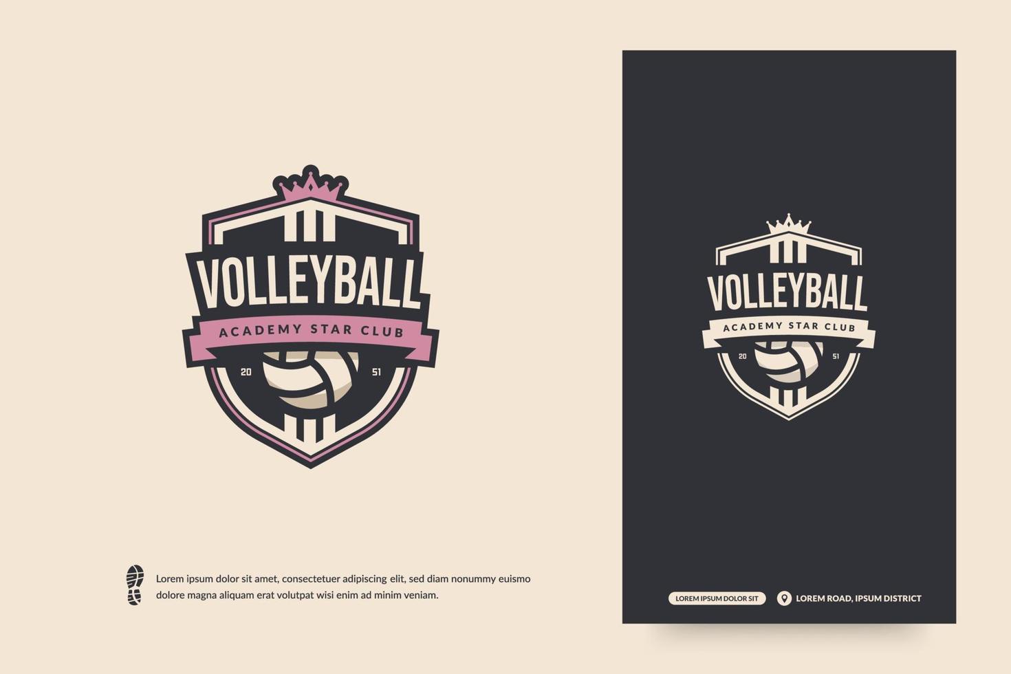 Volleyball-Club-Logo, Vorlage für Volleyball-Turnier-Embleme. Sportmannschaftsidentität, E-Sport-Abzeichen-Design-Vektorillustrationen vektor