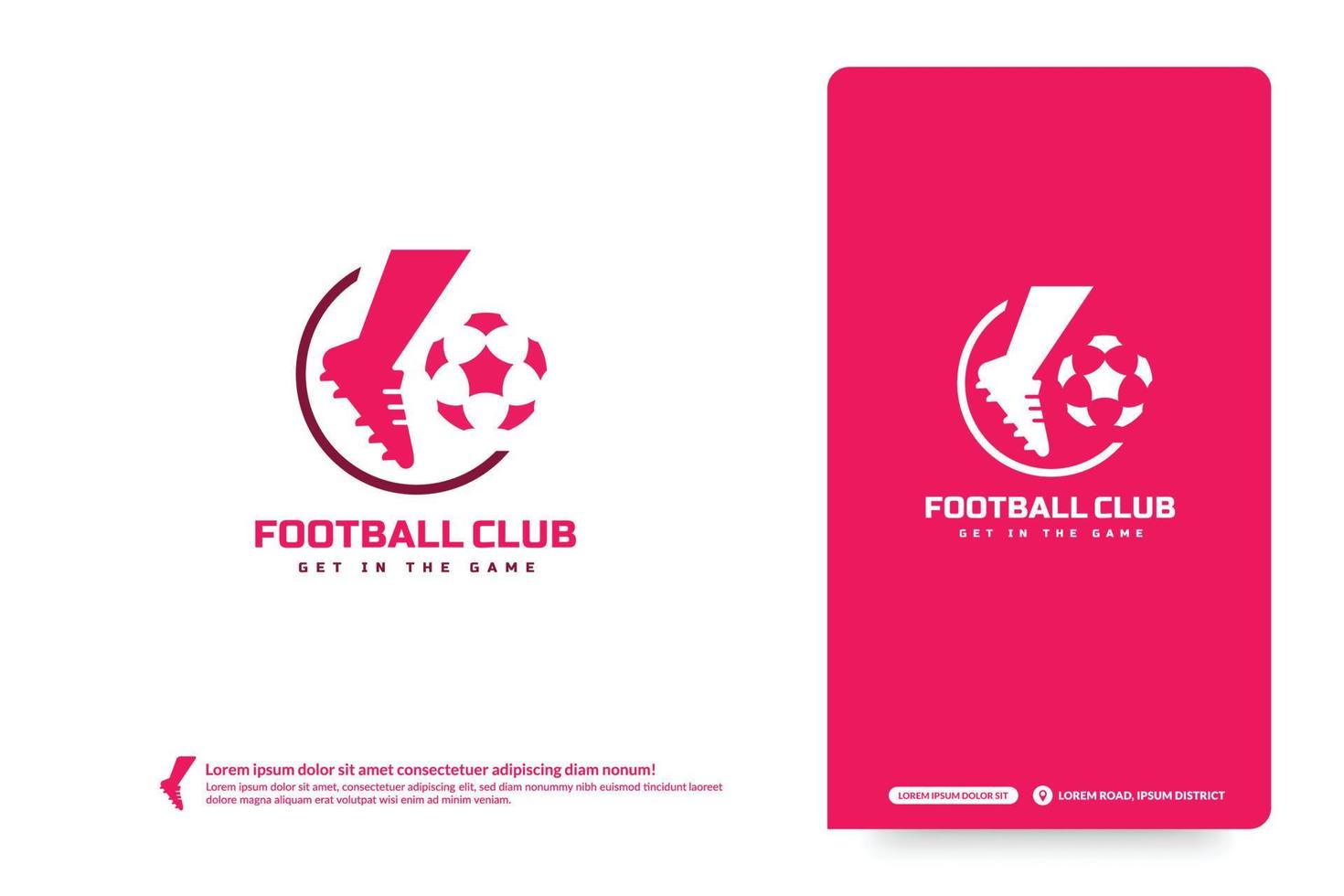 Logo-Vorlage für Fußballvereine, Logo für Fußballturniere. Fußballteam-Identitätskonzept, abstrakte Sportabzeichen-Design-Vektorillustrationen vektor