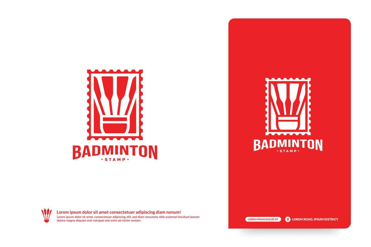 Badminton-Club-Logo-Vorlage, Logo-Konzept für Badminton-Turniere. Vereinsmannschaftsidentität lokalisiert auf weißem Hintergrund, abstrakte Sportsymboldesign-Vektorillustration vektor