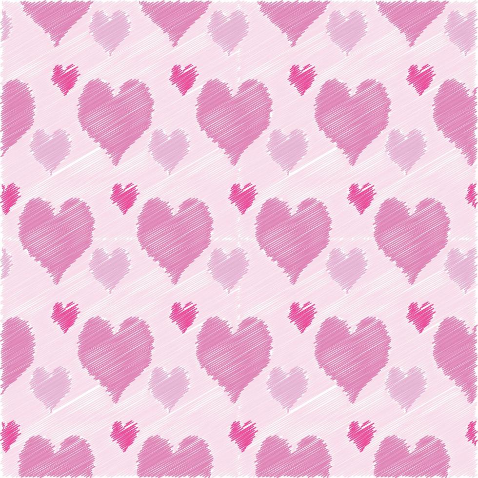 seamless mönster med valentine hjärtan, skiss ritning för din design vektor